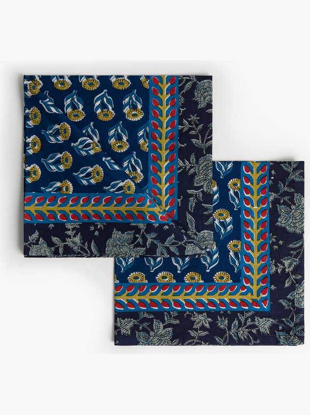 Set of 2 pure cotton block print napkins