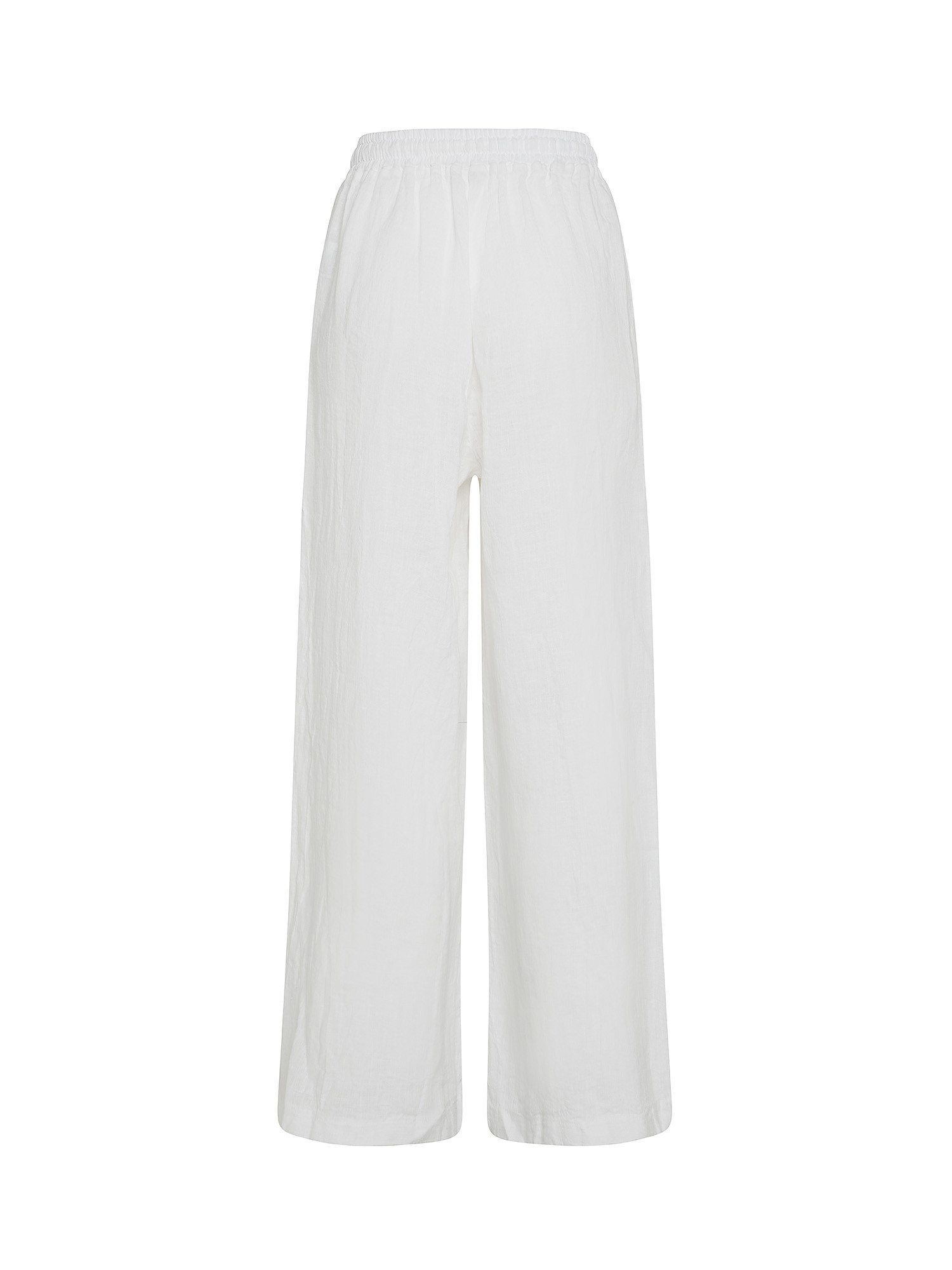 Solid color 100% linen trousers, White, large image number 1