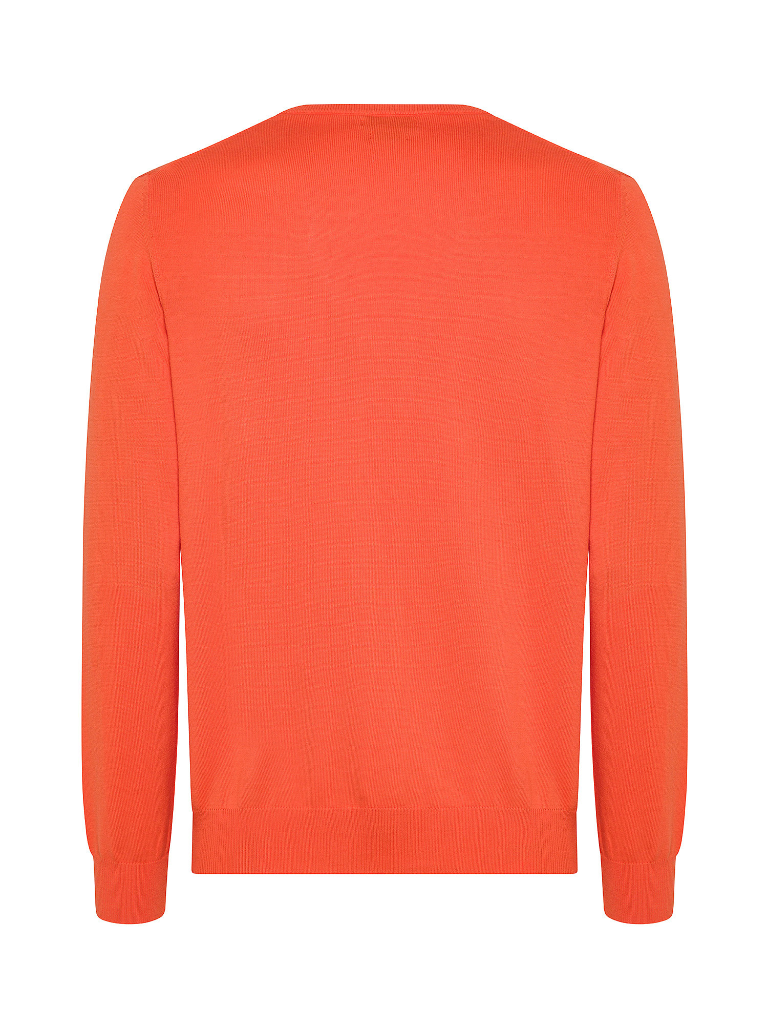 Luca D'Altieri - Crew neck sweater in extrafine pure cotton, Orange, large image number 1