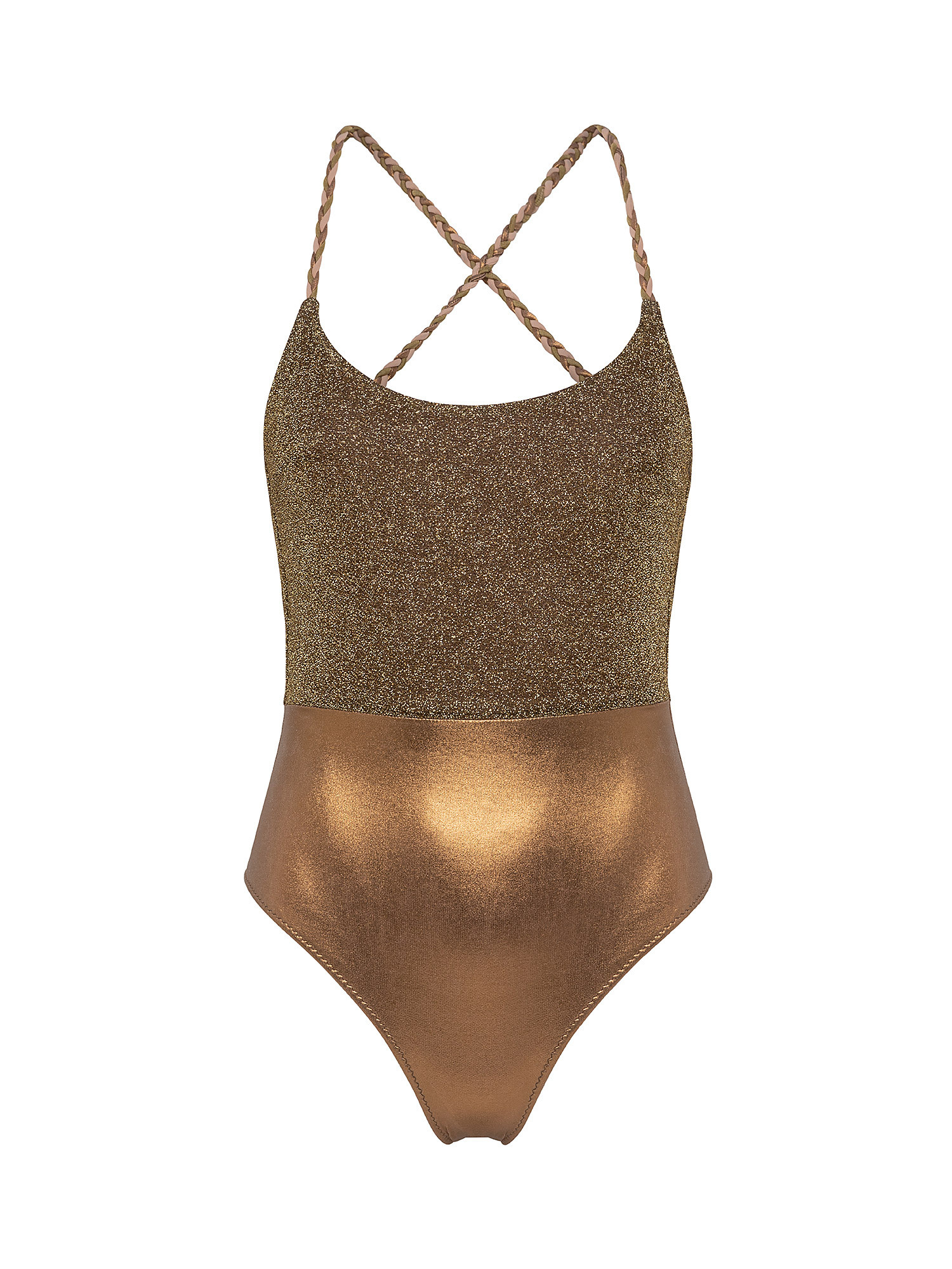 Dual fabric one piece swimwuit, White/Gold, large image number 0