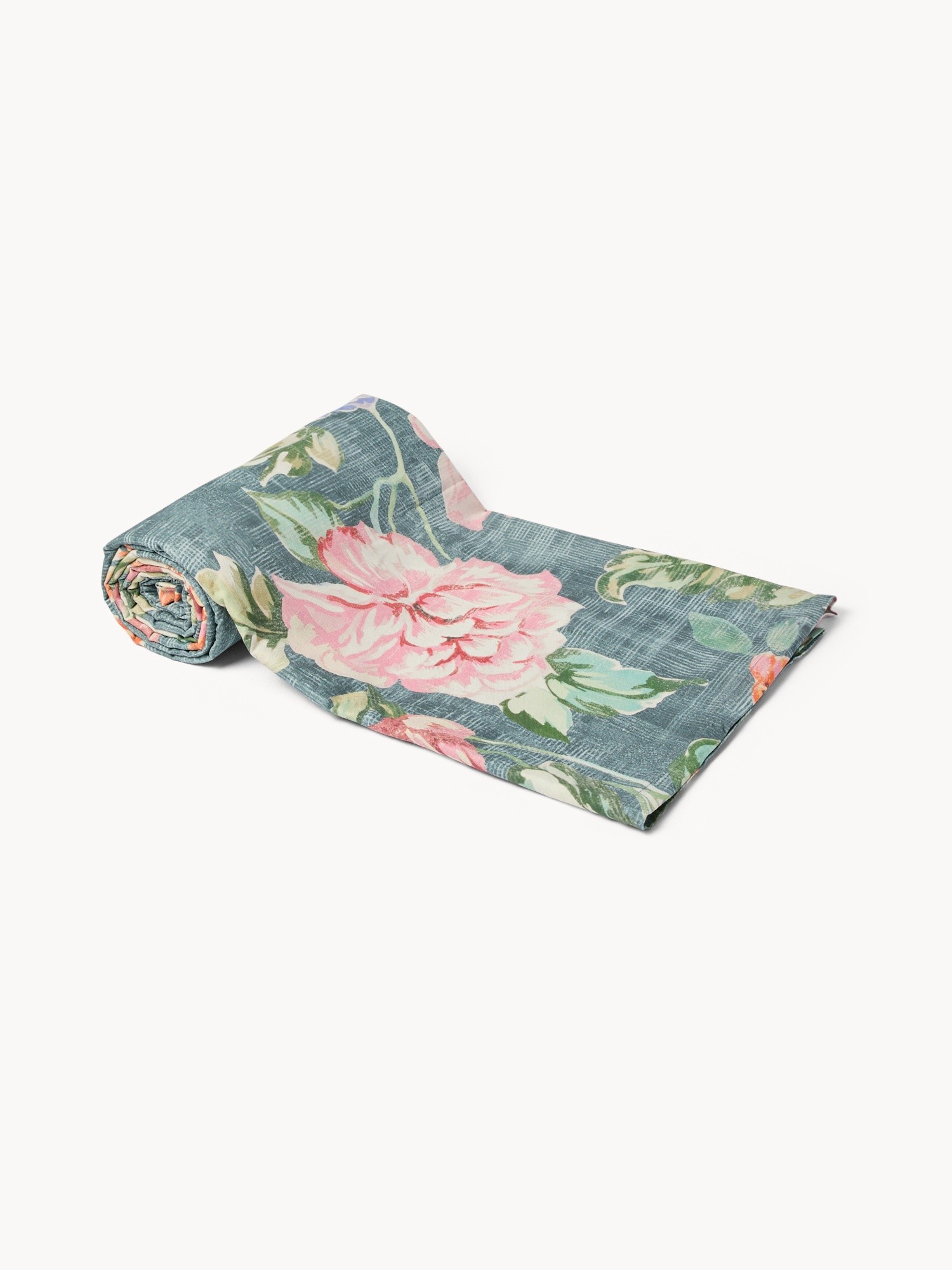 Telo arredo in panama di puro cotone con stampa floreale vintage - Prezzo di lancio, Blu, large image number 0