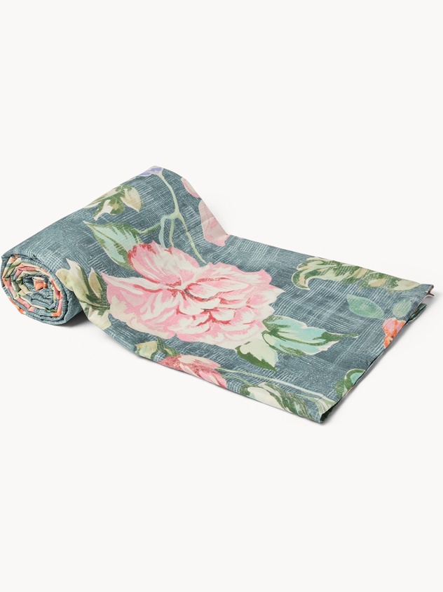 Telo arredo in panama di puro cotone con stampa floreale vintage - Prezzo di lancio