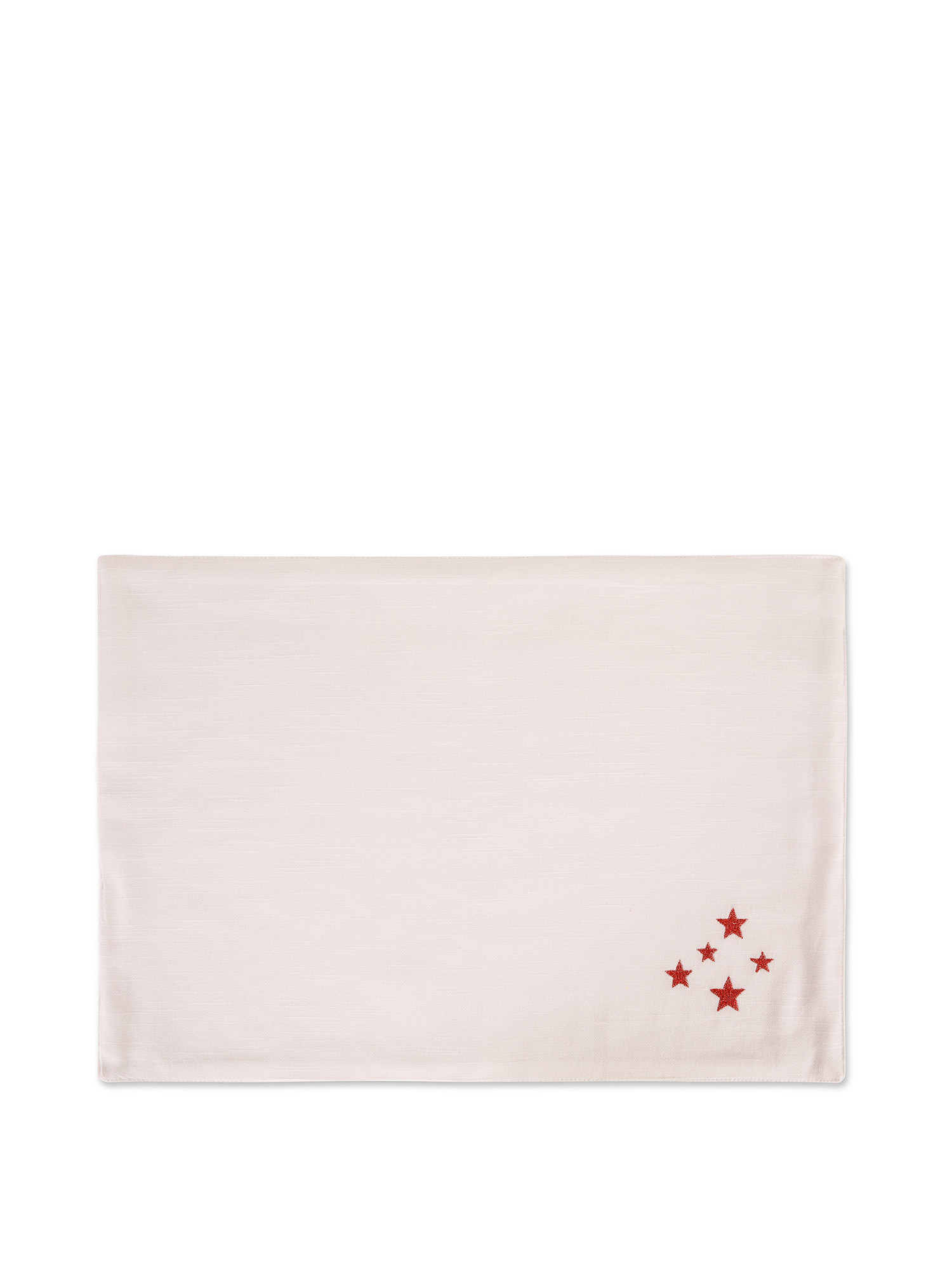 Cotton placemat with star embroidery, Red, large image number 0