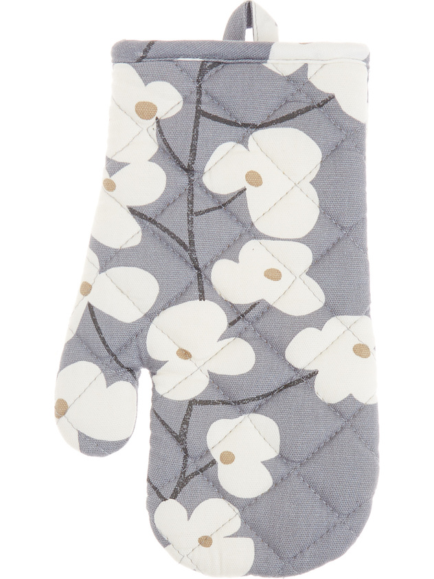 Oven mitt in cotton with flowers print