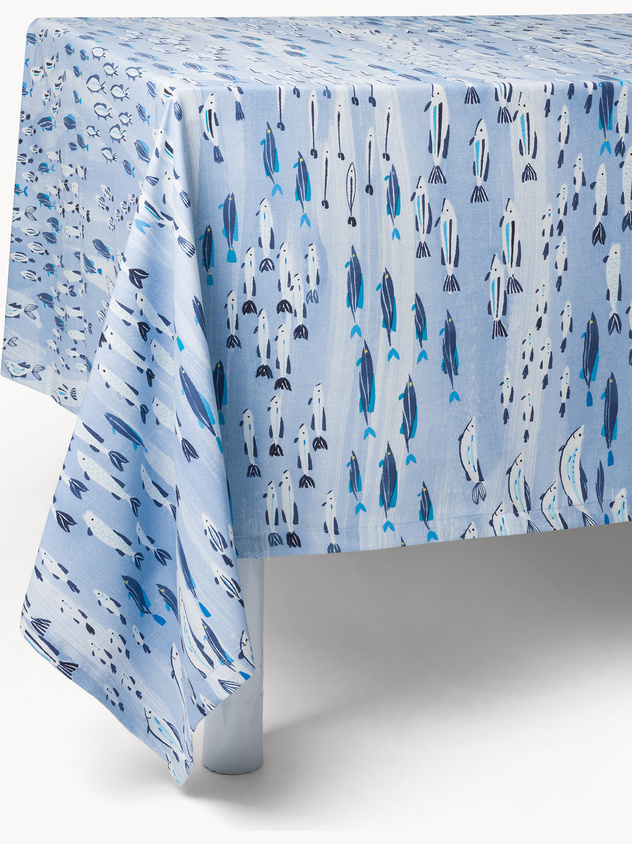 Panama tablecloth in pure cotton with fish print