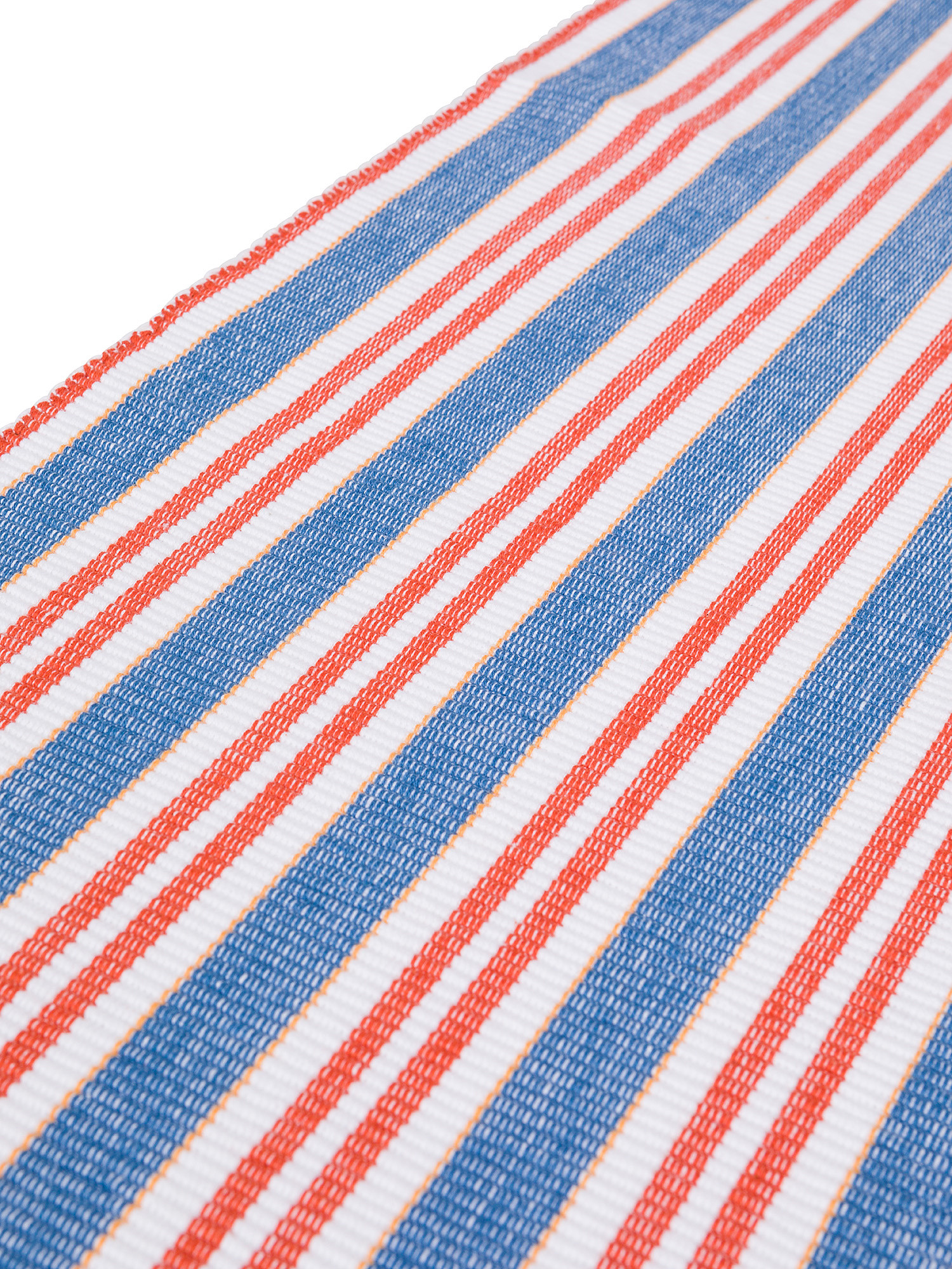 Striped print cotton table runner, Blue Dark, large image number 1