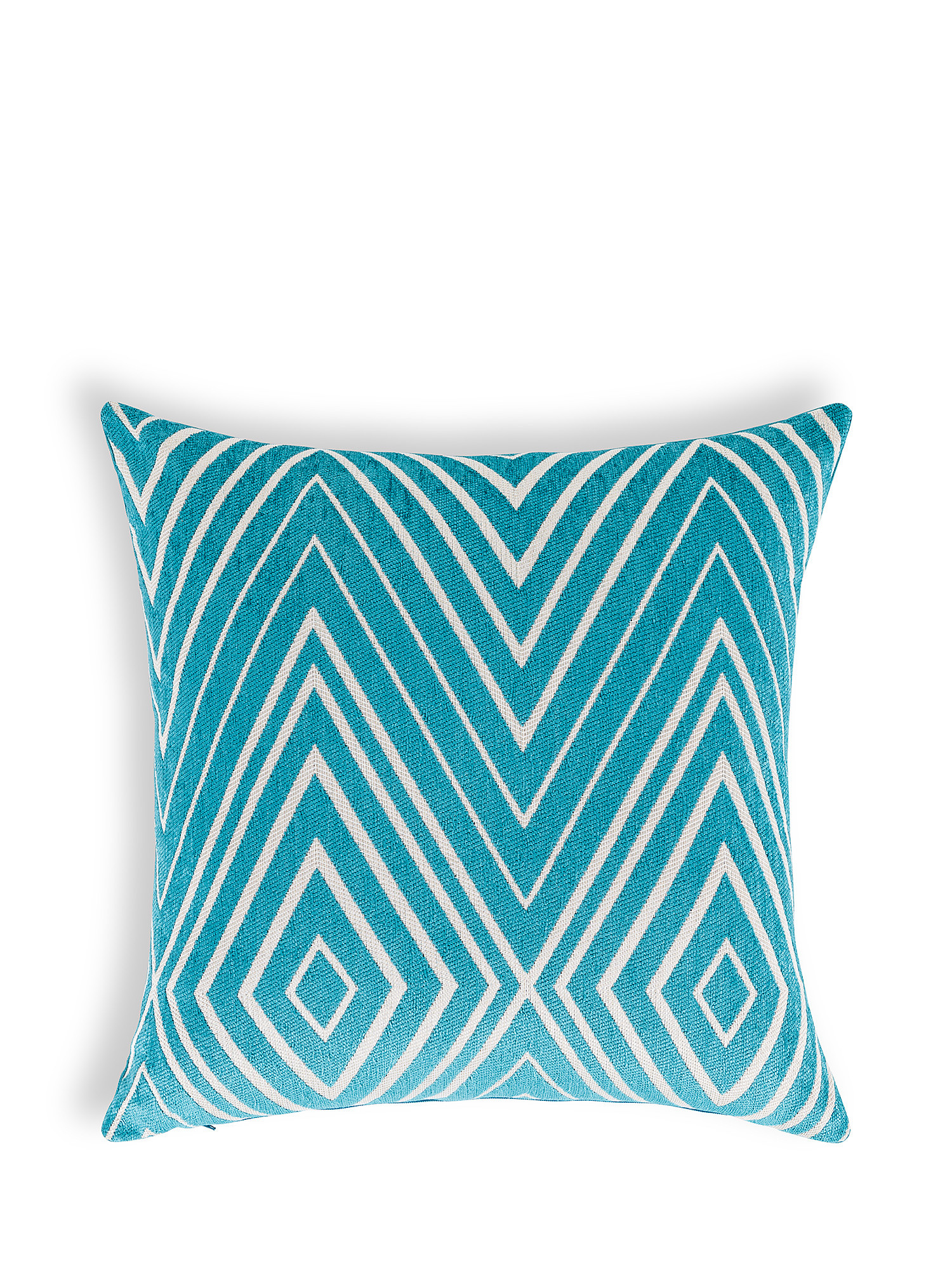 Jacquard cushion with rhombus motif 45x45cm, Blue, large image number 0