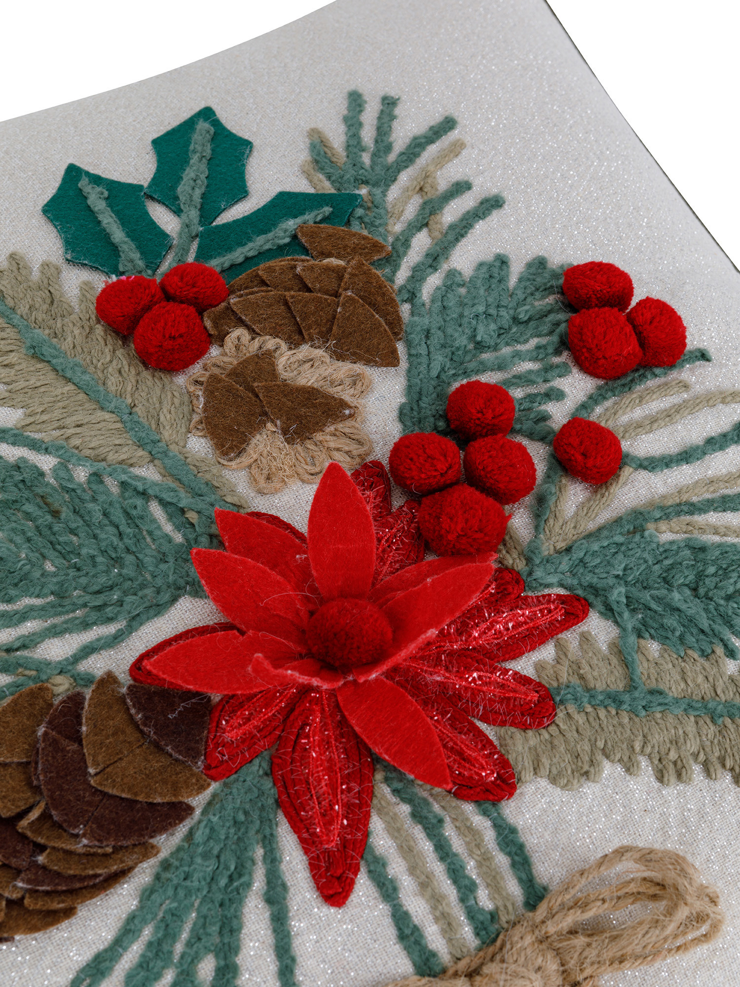 Christmas bouquet embroidered cushion 45x45 cm, Multicolor, large image number 2