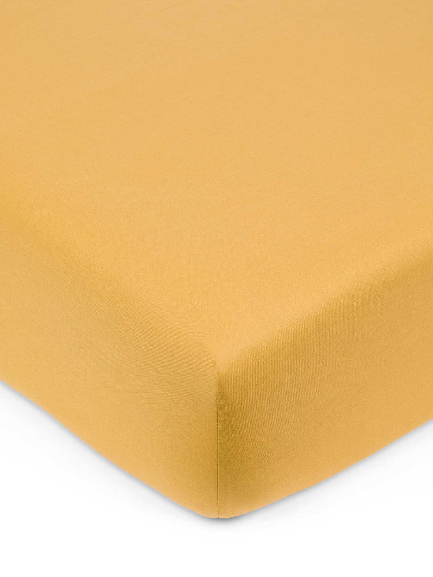 Solid color 100% cotton fitted sheet, Yellow, large image number 0