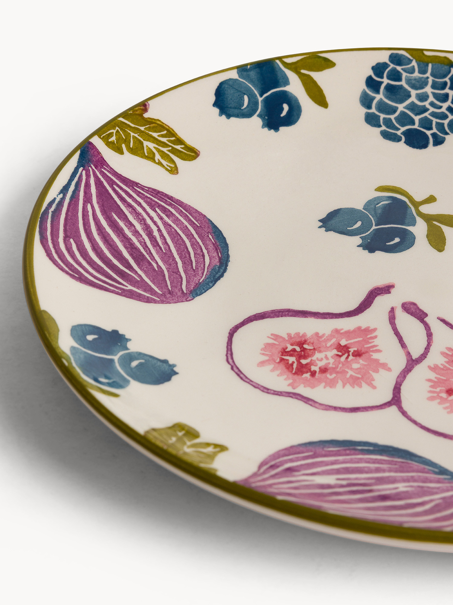 Piatto frutta in ceramica motivo fichi dipinto a mano, Multicolor, large image number 1