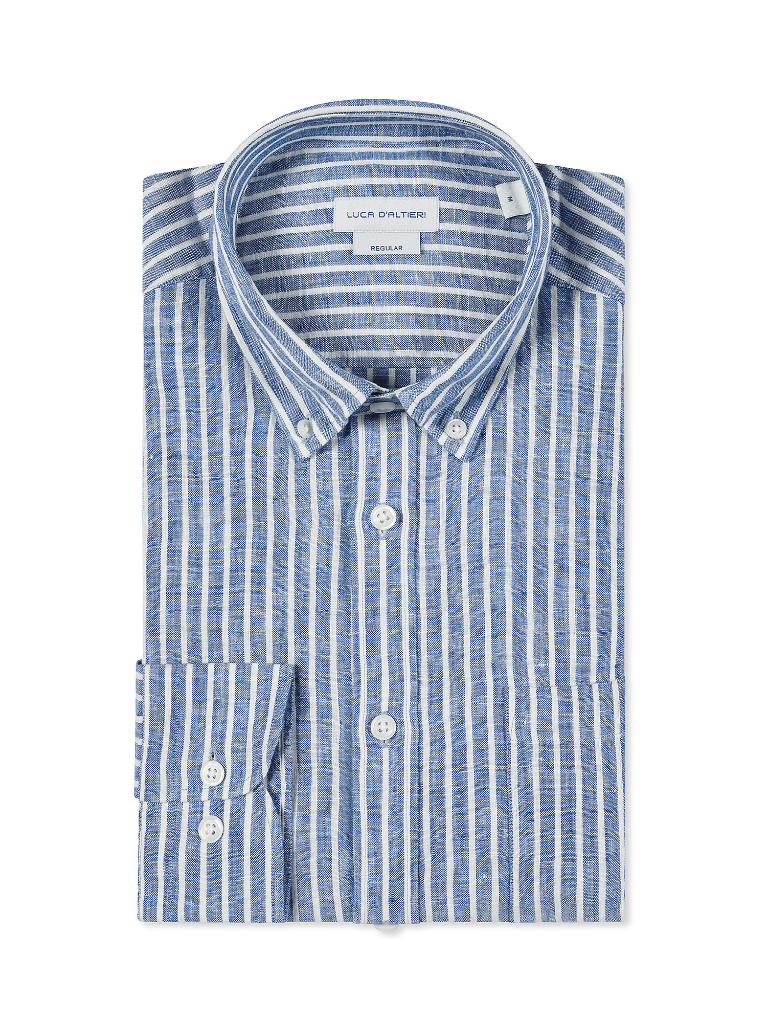 Luca D'Altieri - Regular fit shirt in pure linen, Blue, large image number 2
