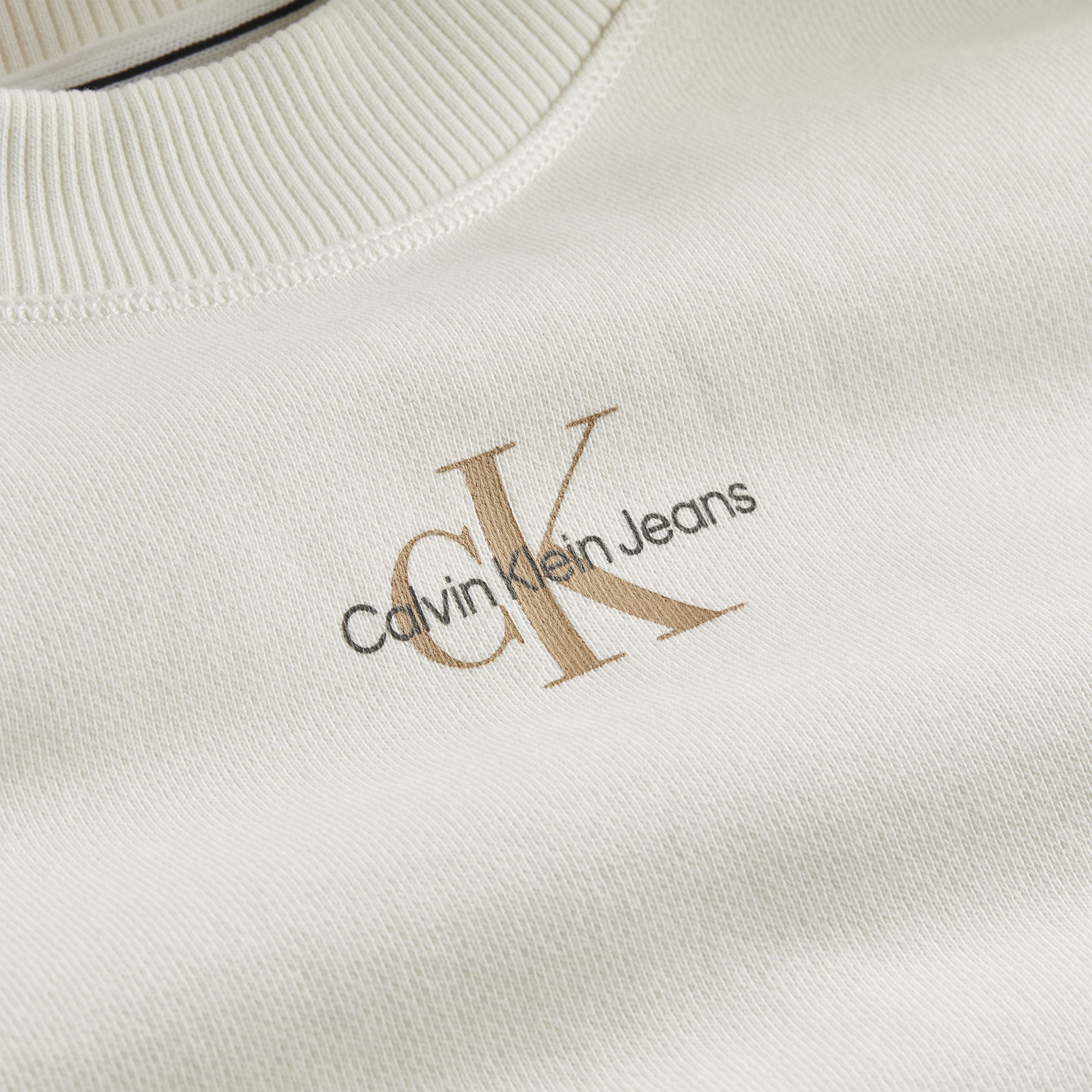 Calvin Klein Jeans - Felpa in cotone con logo, Bianco avorio, large image number 2