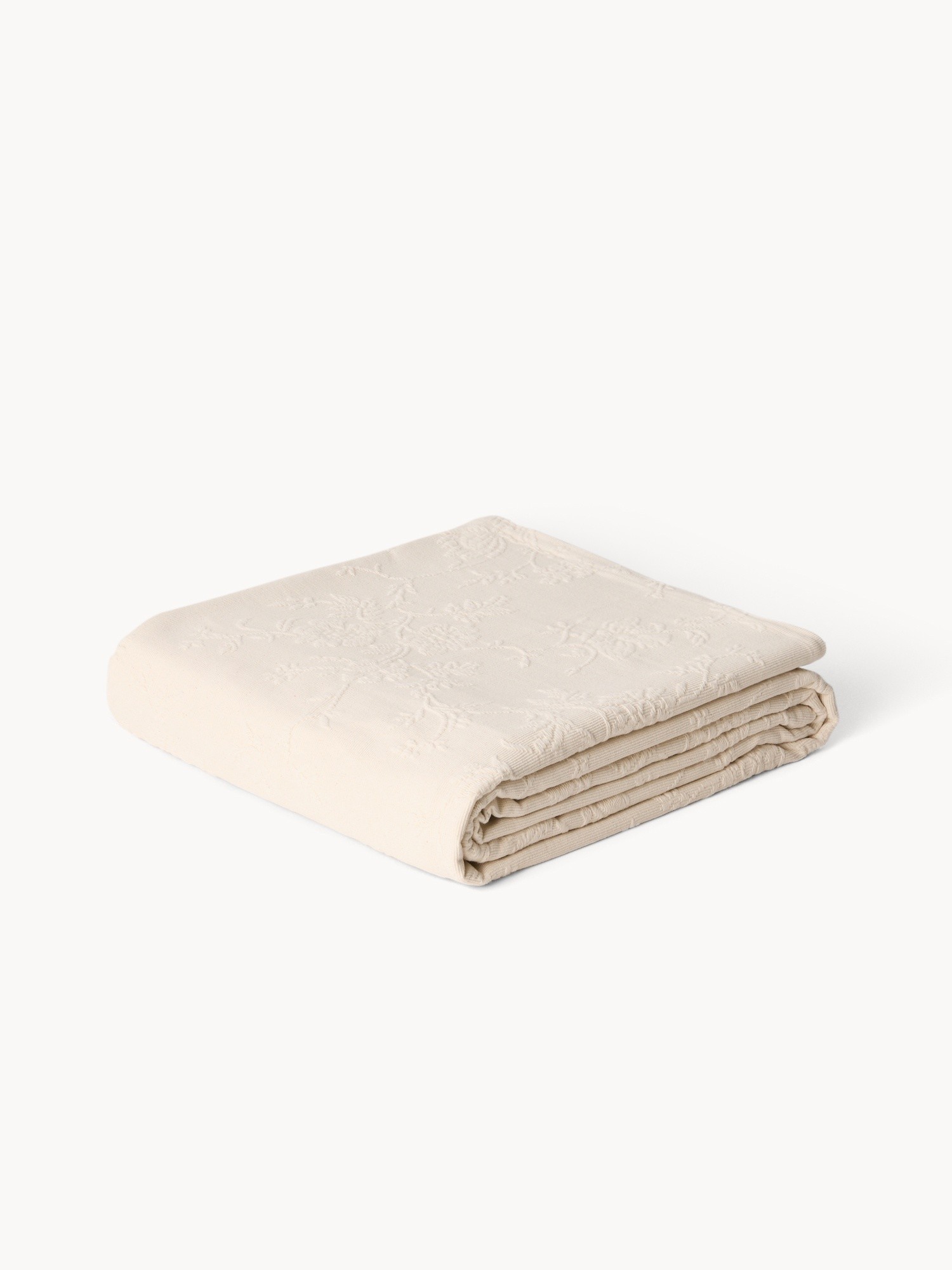 Copriletto in puro cotone motivo floreale, Beige, large image number 0