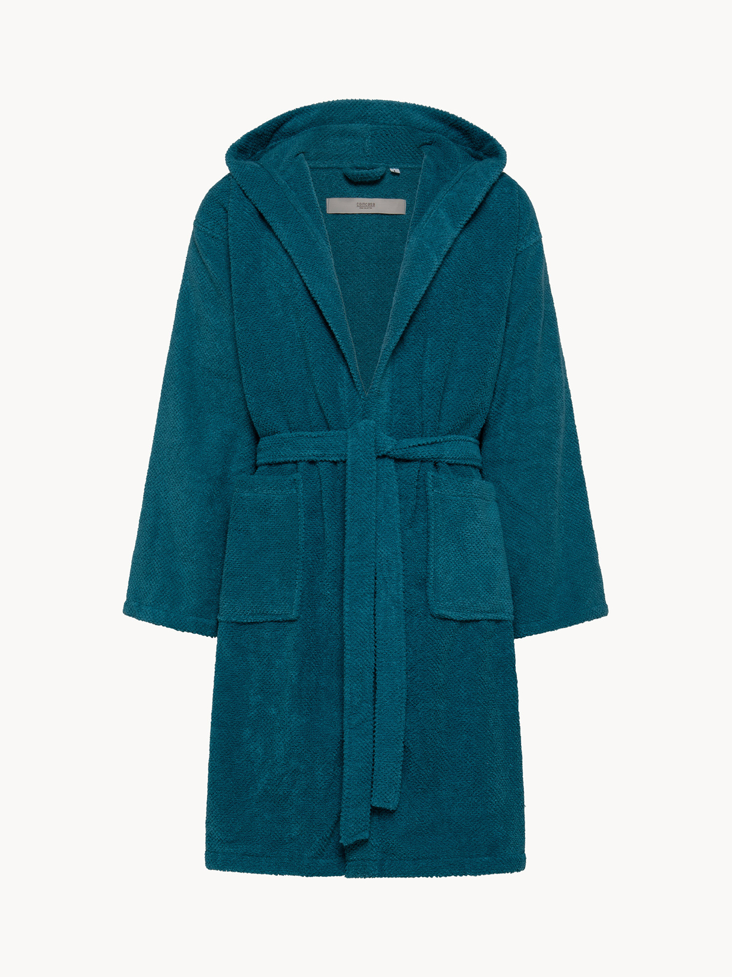 Solid color cotton terry bathrobe, Light Blue, large image number 0