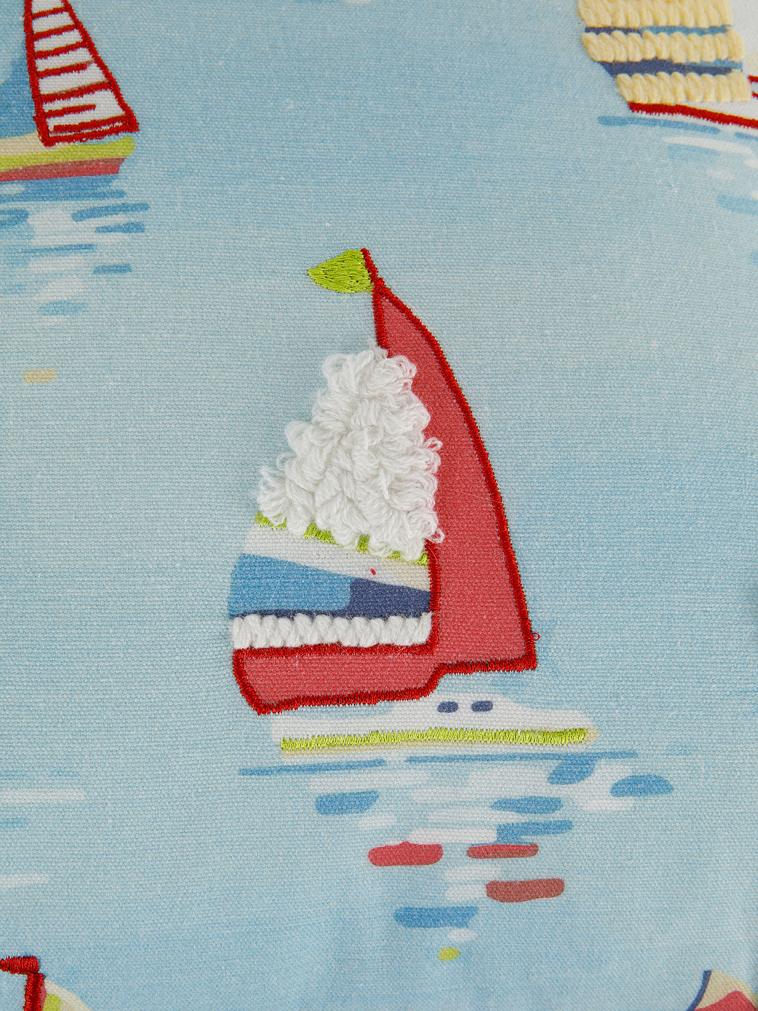 Boat embroidery cushion 45x45cm, Light Blue, large image number 2