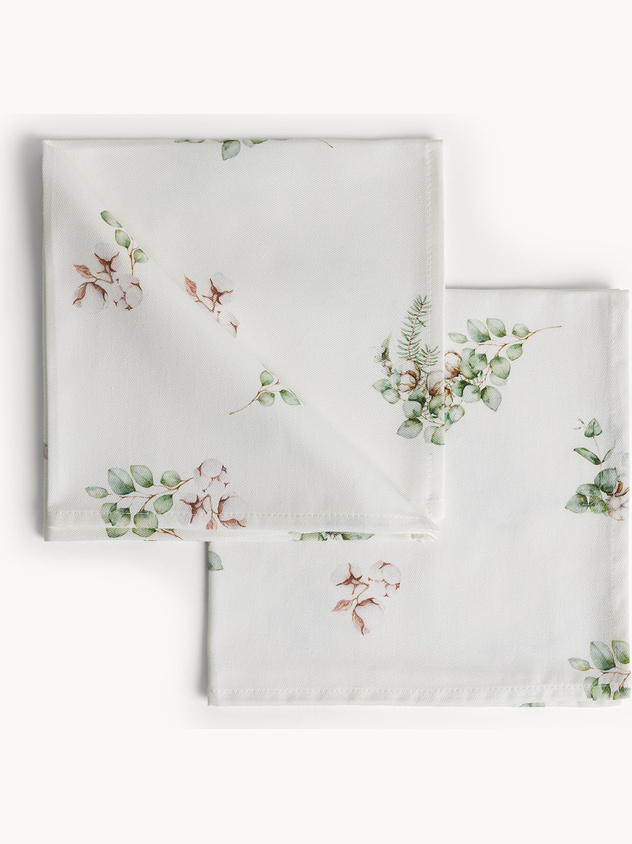 Set of 2 cotton drill napkins Cotton flowers by Tessitura Randi