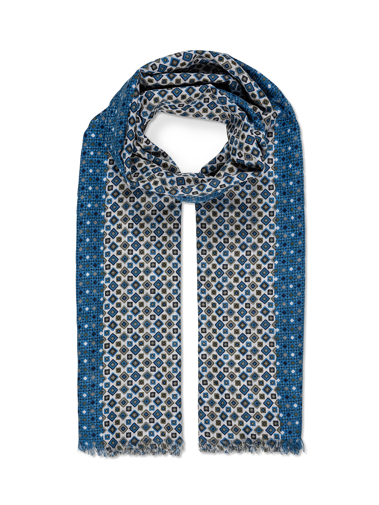 Luca D'Altieri - Scarf with geometric pattern, Blue, large image number 0