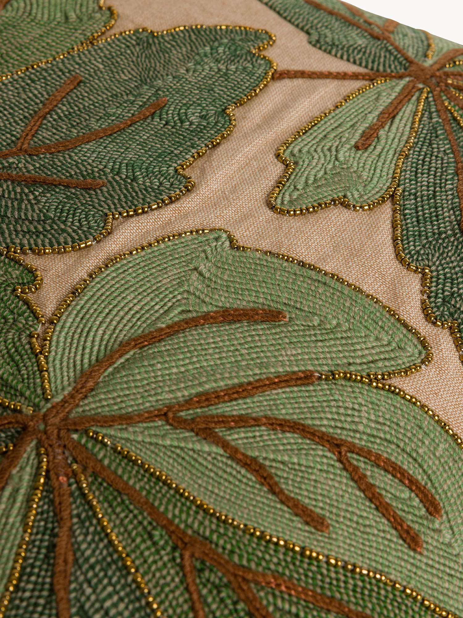 45x45 cm cotton cushion with pumpkin motif embroidery and beads, Green, large image number 2