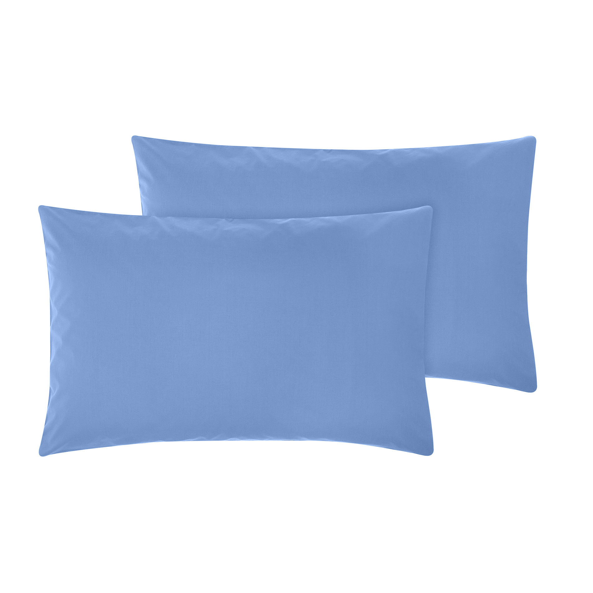 Set of 2 plain color cotton satin pillowcases, Blue Dark, large image number 0