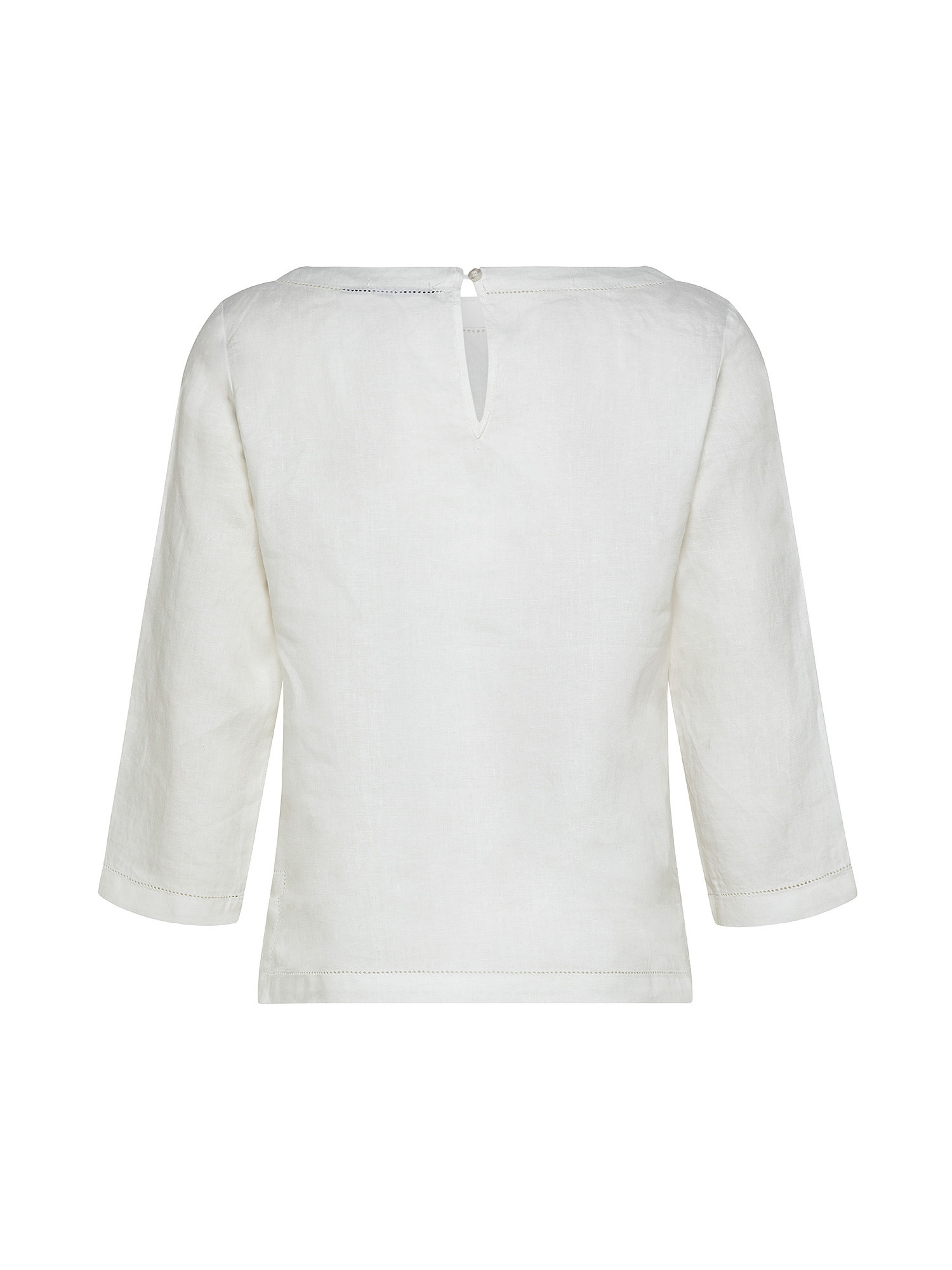 Pure linen blouse with ajour embroidery, White, large image number 1