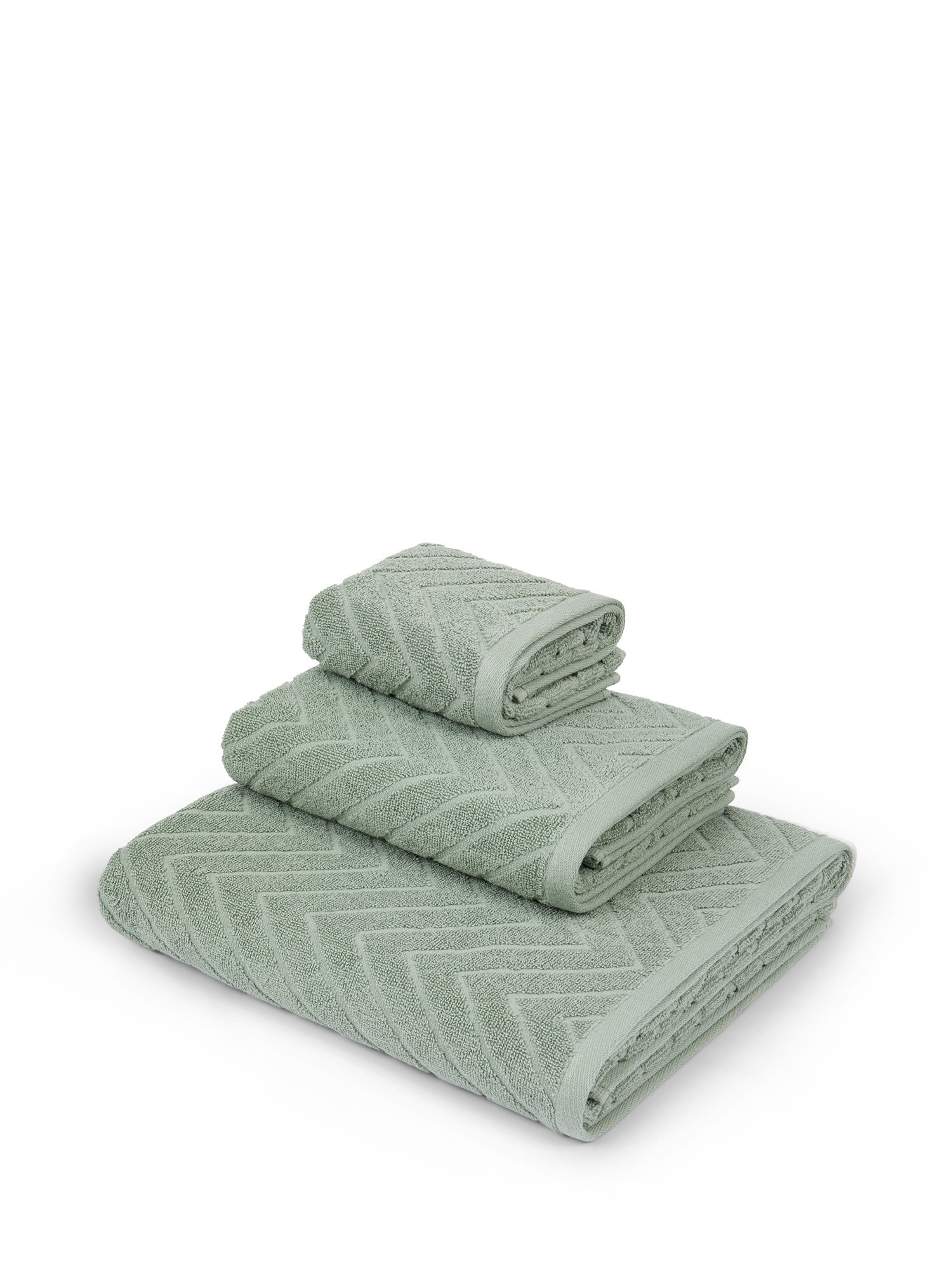 Cotton terry towel with Jacquard design, Green, large image number 0