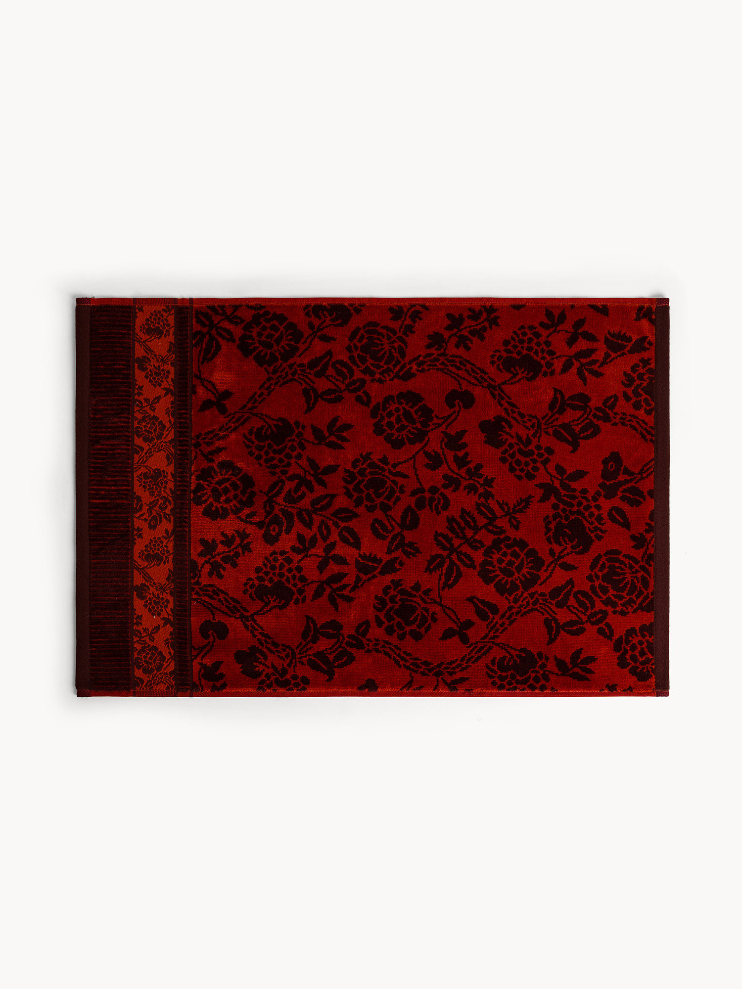 Asciugamano in cotone velour fantasia floreale, Rosso, large image number 1