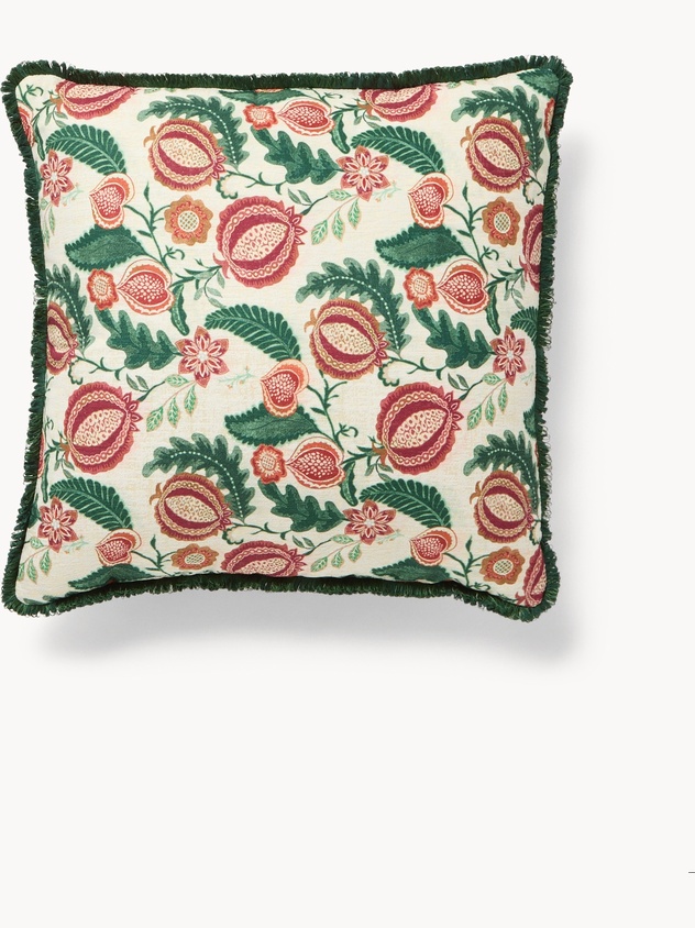 45x45 cm pomegranate print pillow with fringes