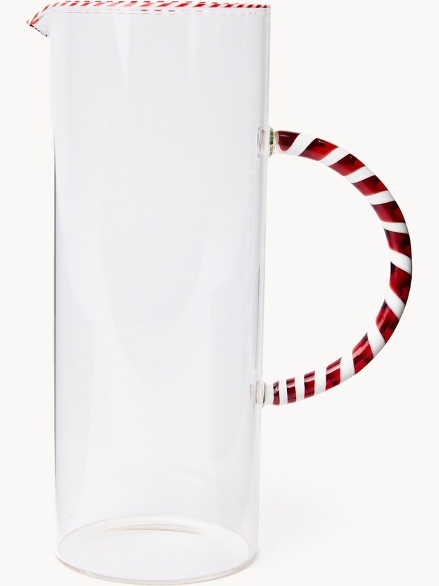 Borosilicate glass carafe with a candy cane-style handle
