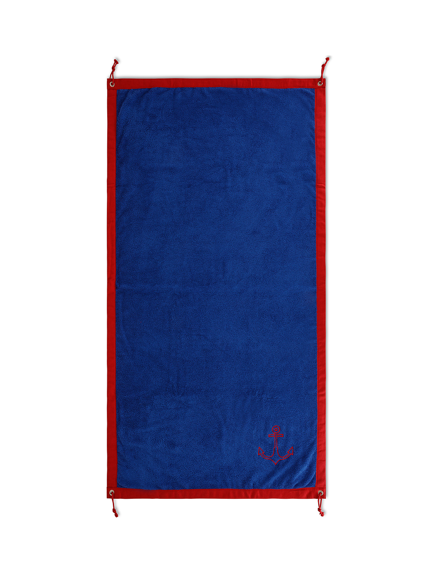 Terry cotton beach towel with anchor embroidery, Blue, large image number 0
