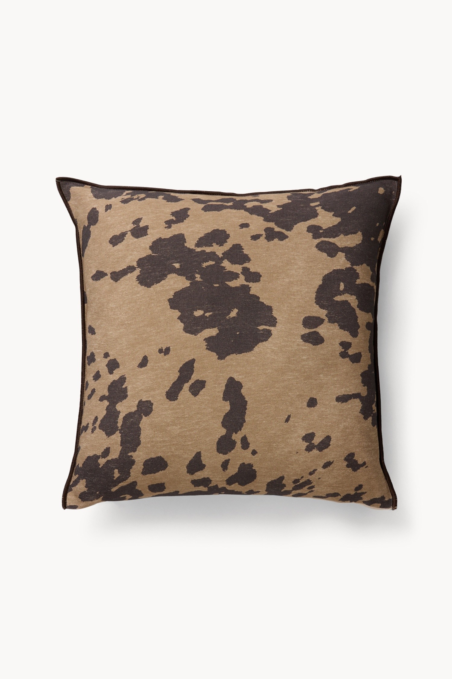 Cowhide print cushion with contrasting overlock, 45x45cm - Discounted Price, Brown, large image number 0