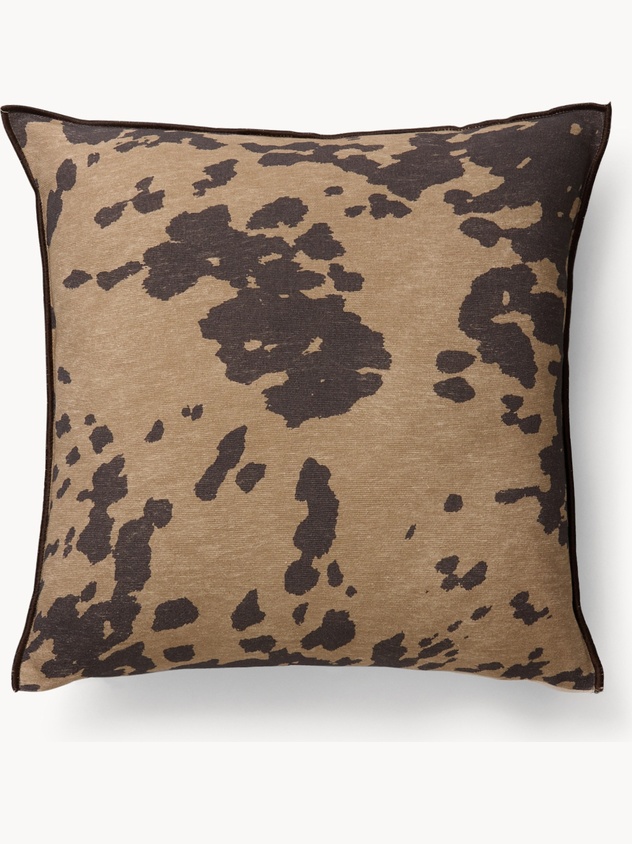 Cowhide print cushion with contrasting overlock, 45x45cm - Discounted Price