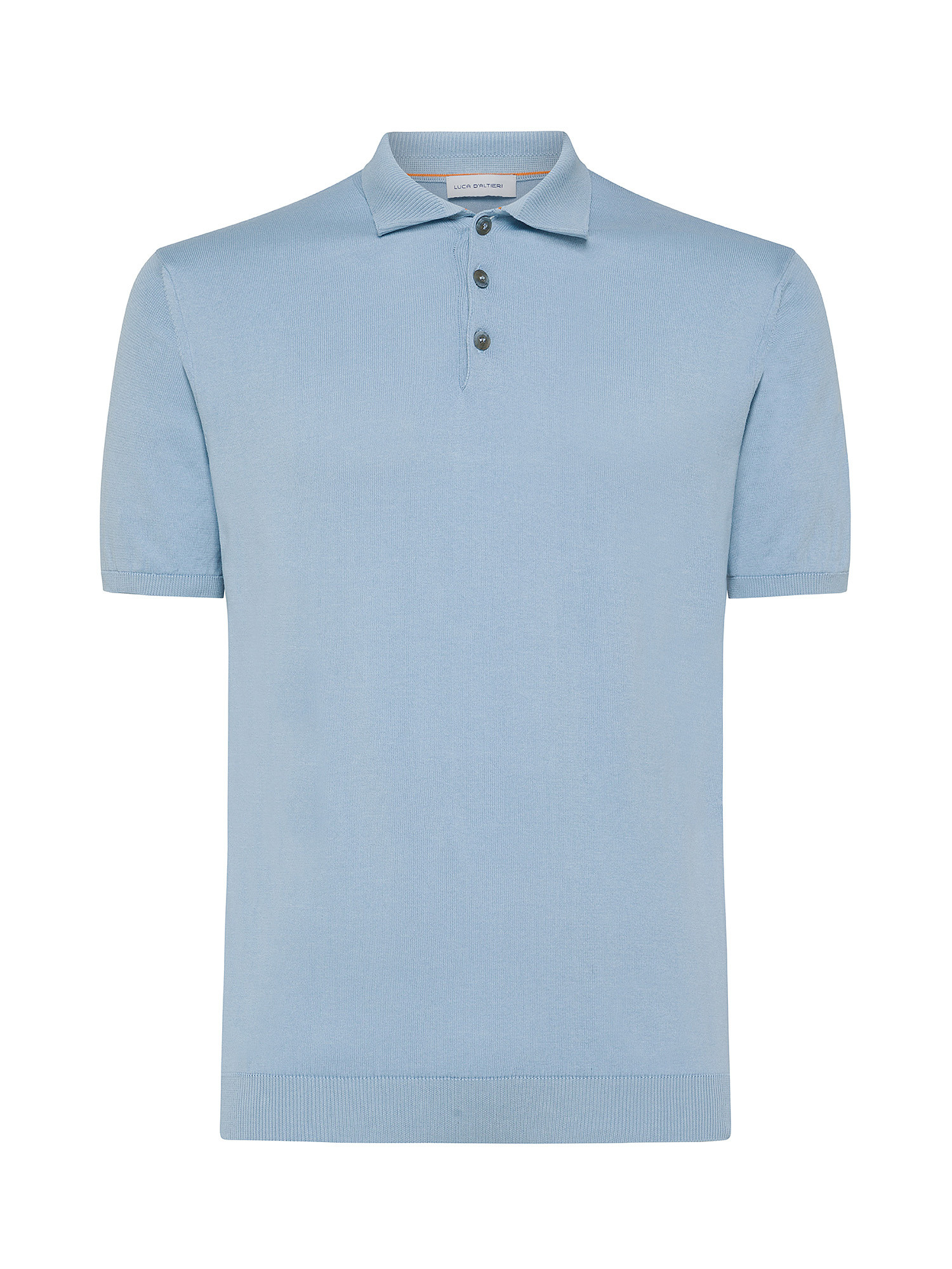 Luca D'Altieri - Cotton polo shirt, Blue Celeste, large image number 0