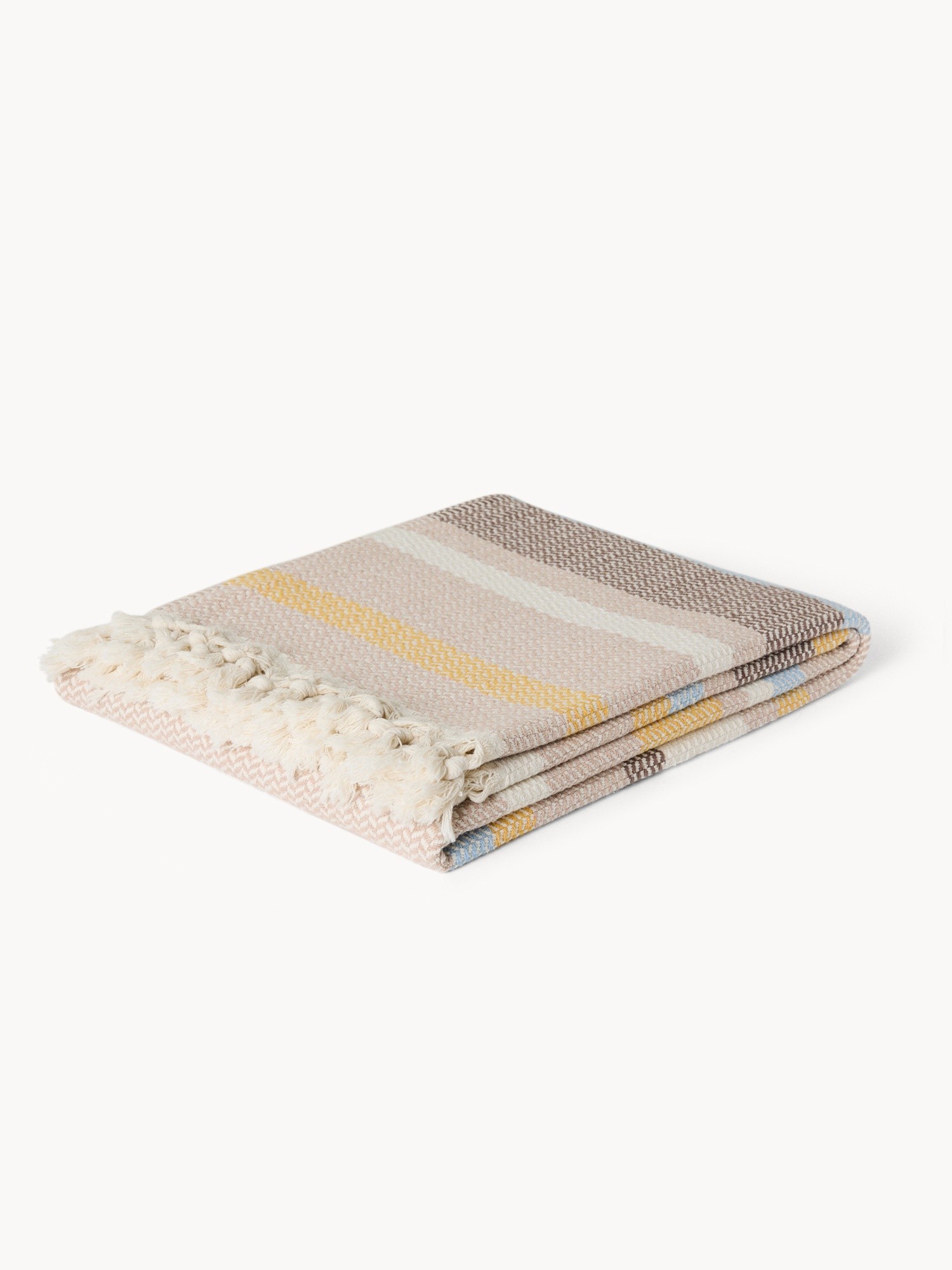 Pure Cotton Jacquard Throw - Introductory Price, Beige, large image number 0