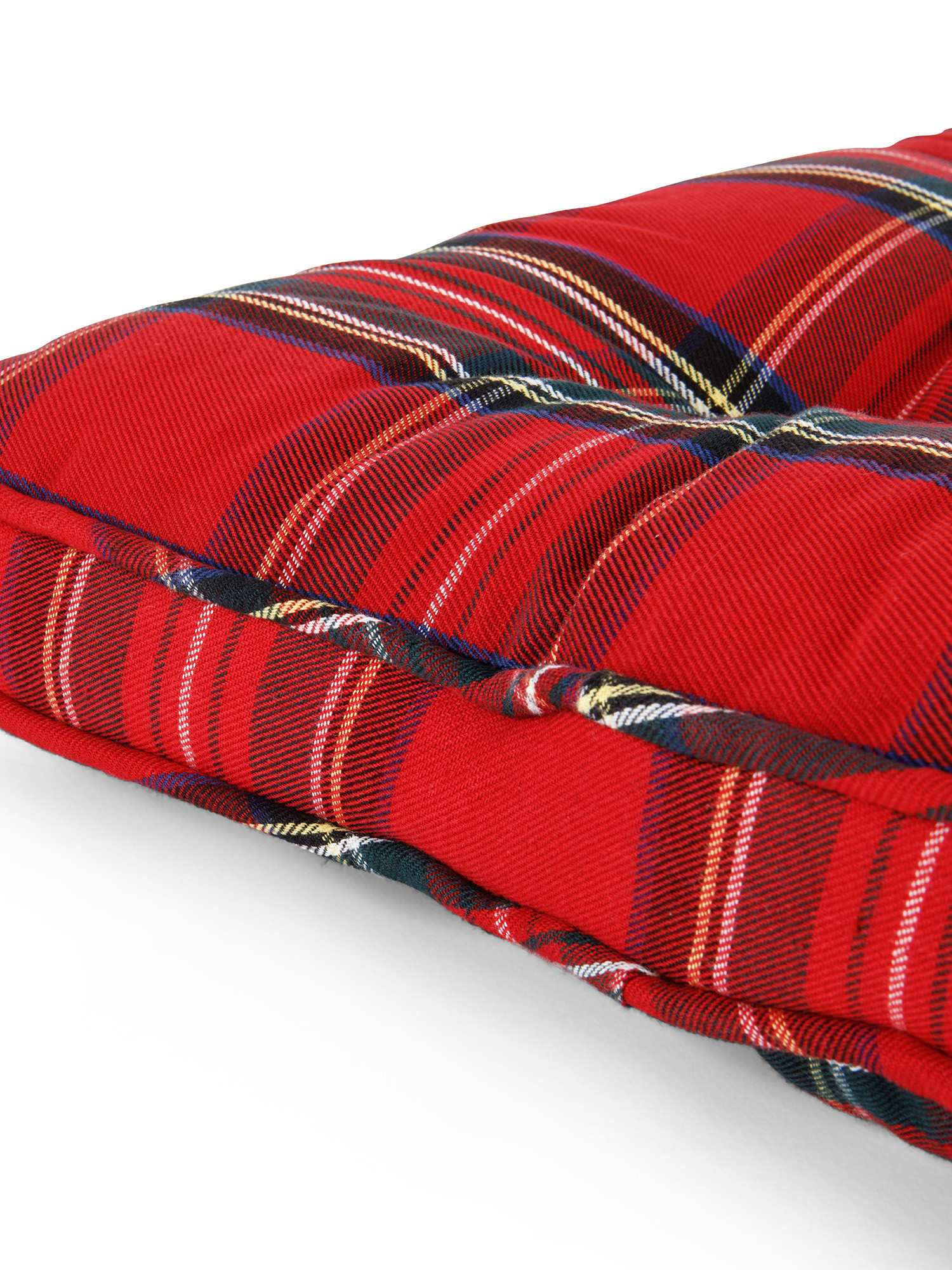 Tartan cotton twill seat cushion, Red, large image number 1