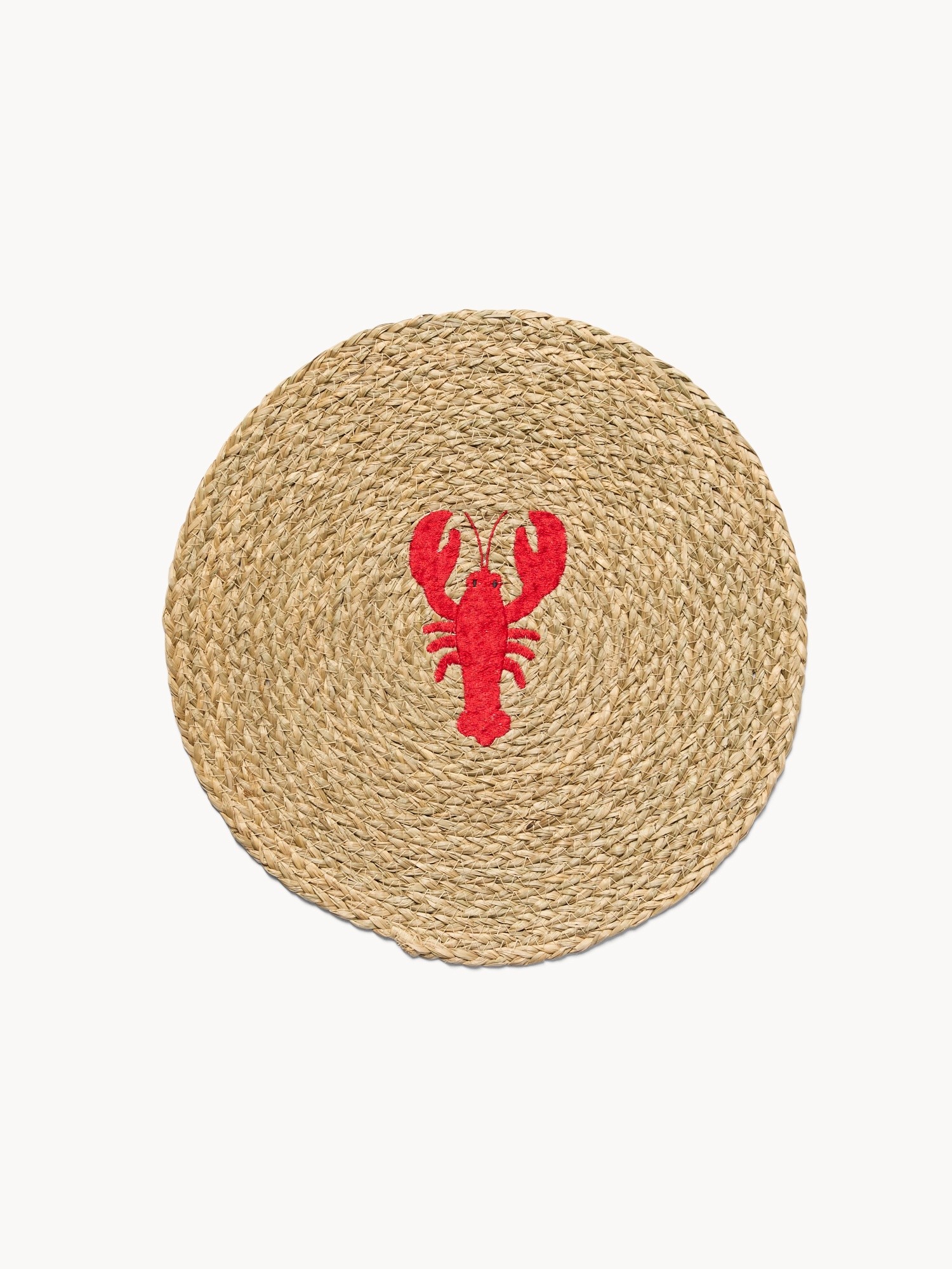 Tovaglietta ricamata a tema marino, Naturale / Aragosta, large image number 0