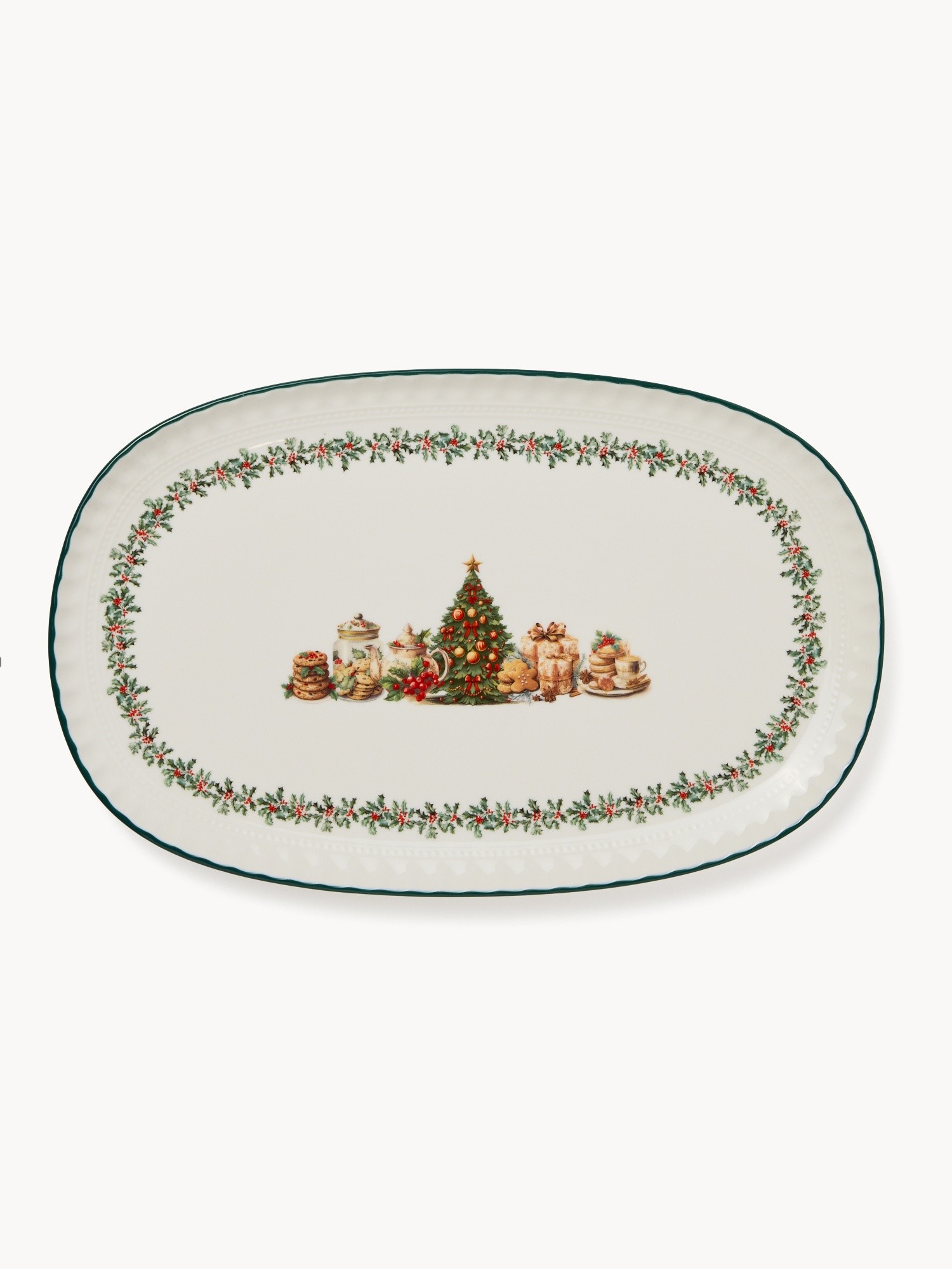 Porcelain serving platter with a Christmas motif, Multicolor, large image number 0
