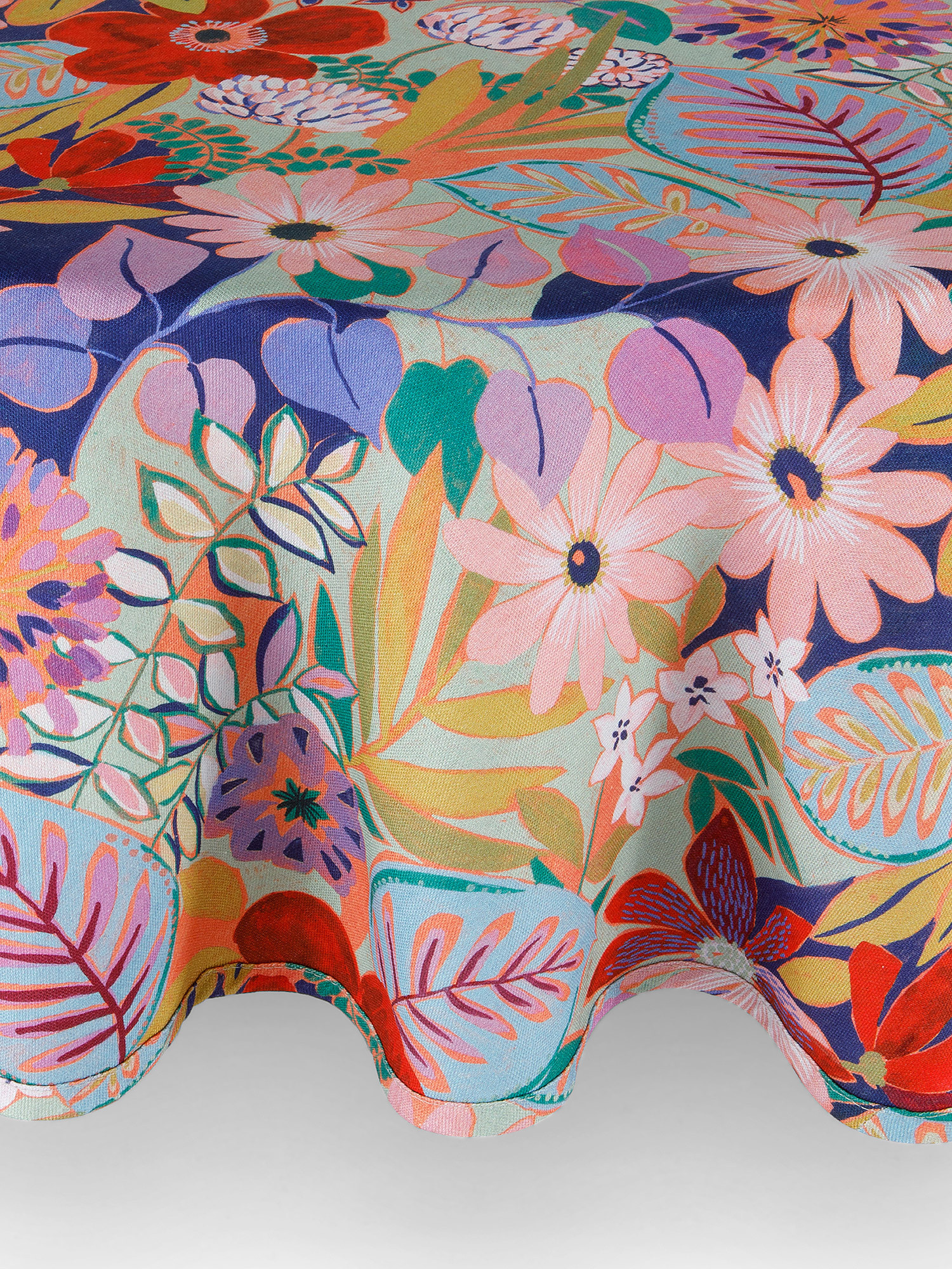 Tovaglia rotonda panama di cotone stampa floreale, Multicolor, large image number 0