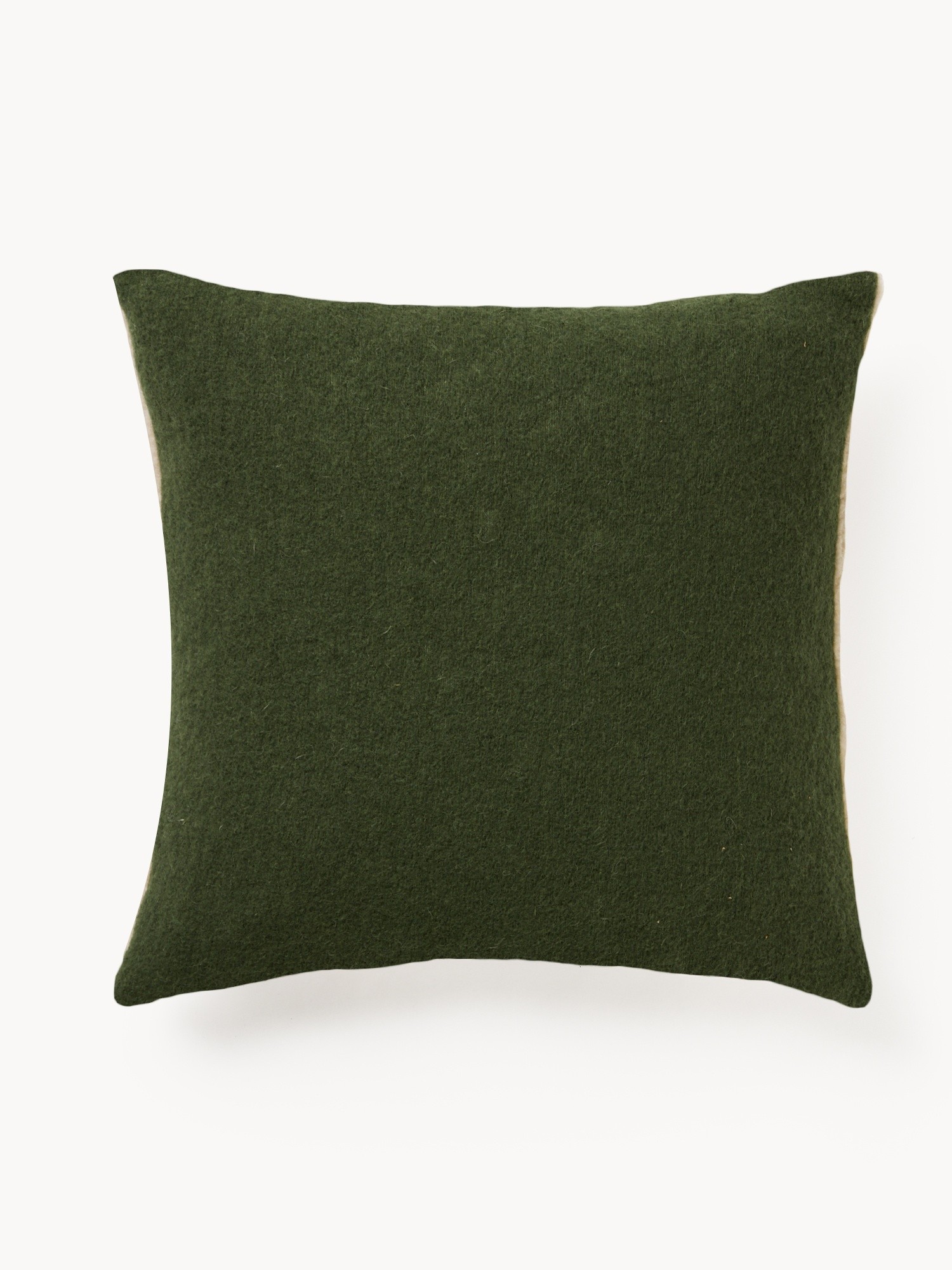Boiled wool cushion with reindeer pattern 50x50cm, Dark Green, large image number 1