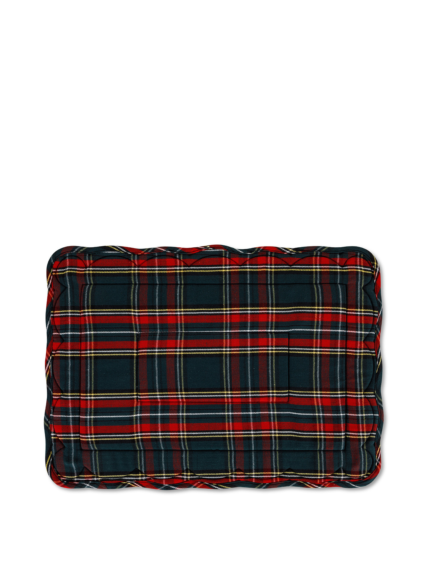 Tartan cotton twill quilted placemat, Dark Green, large image number 0