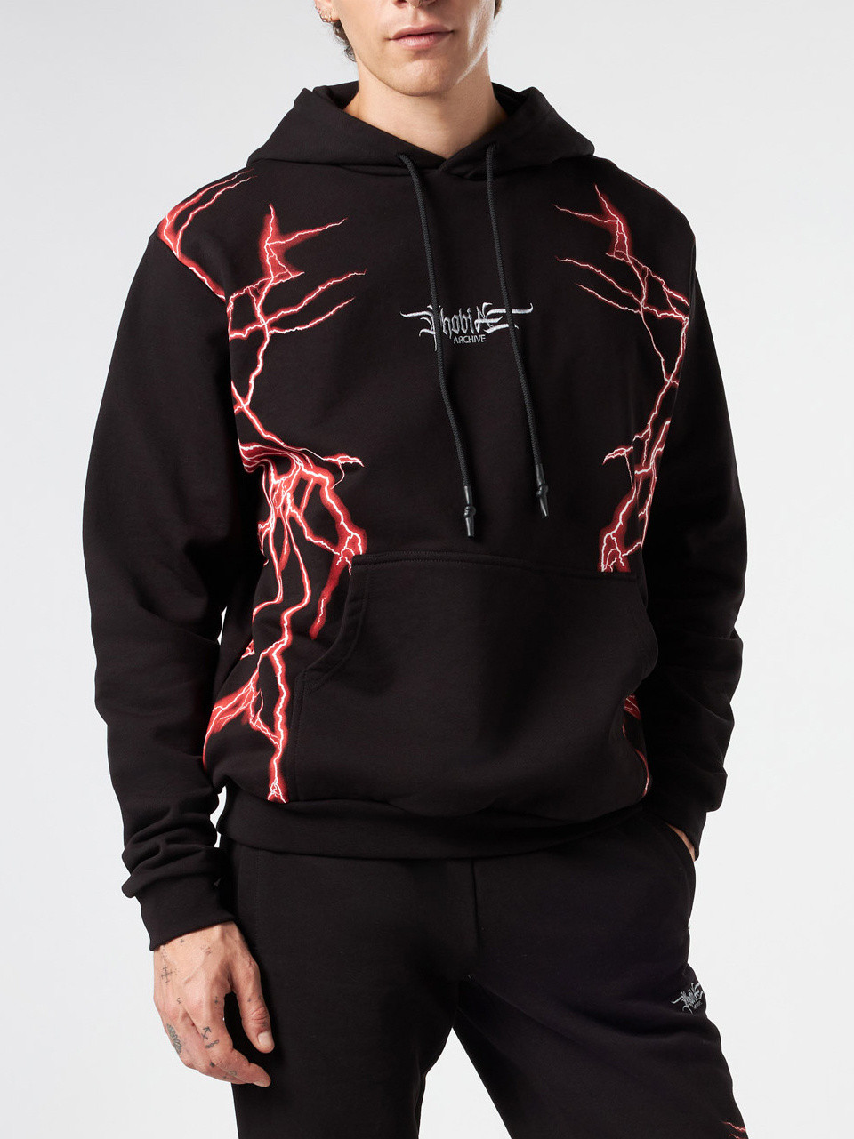 Phobia - Cotton sweatshirt with lightning print, Black, large image number 1