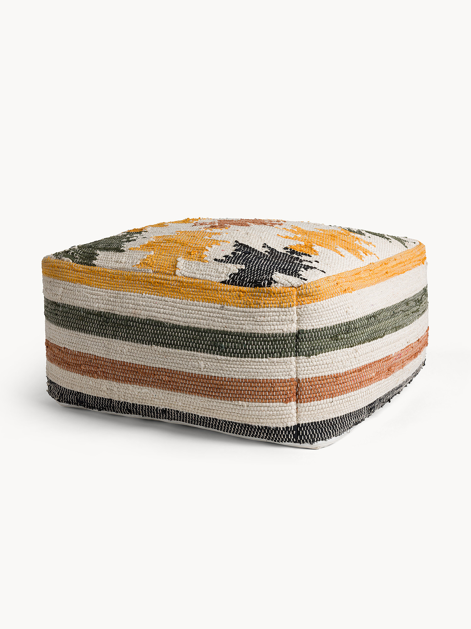 Handcrafted Chindi Pouf, Multicolor, large image number 0