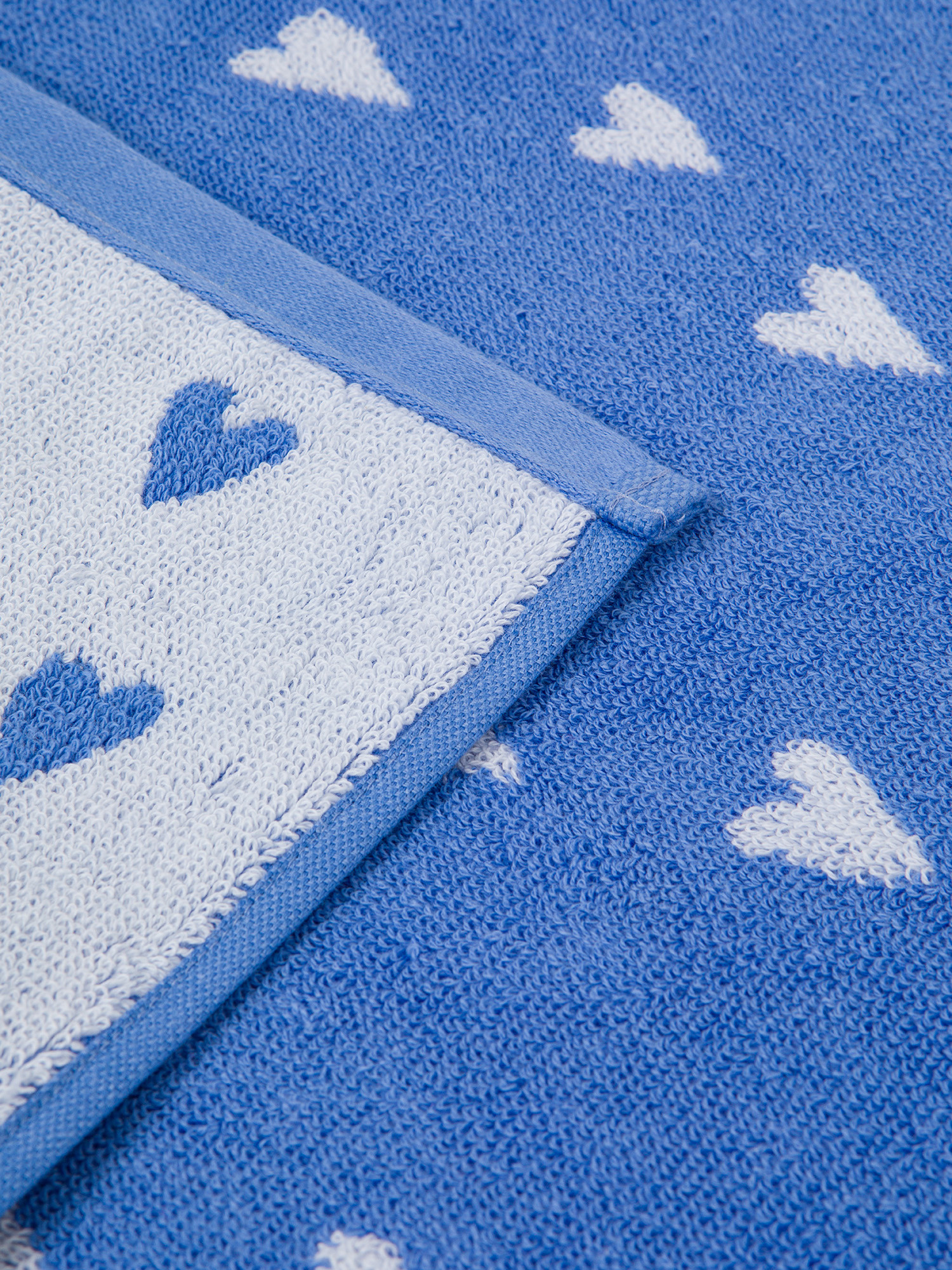 Asciugamano in spugna di cotone motivo cuoricini, Blu, large image number 2