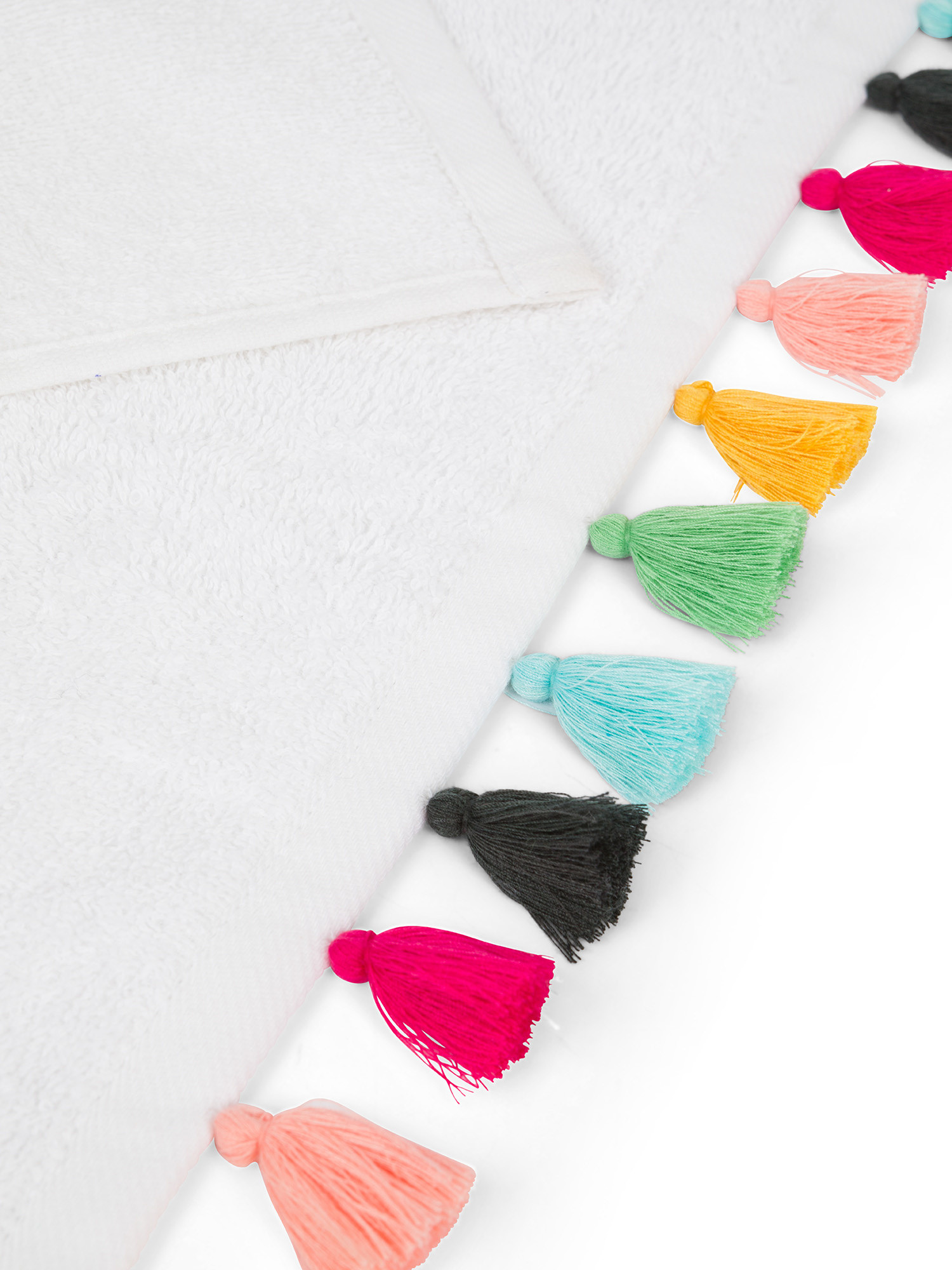Asciugamano spugna di cotone con applicazioni, Bianco, large image number 2