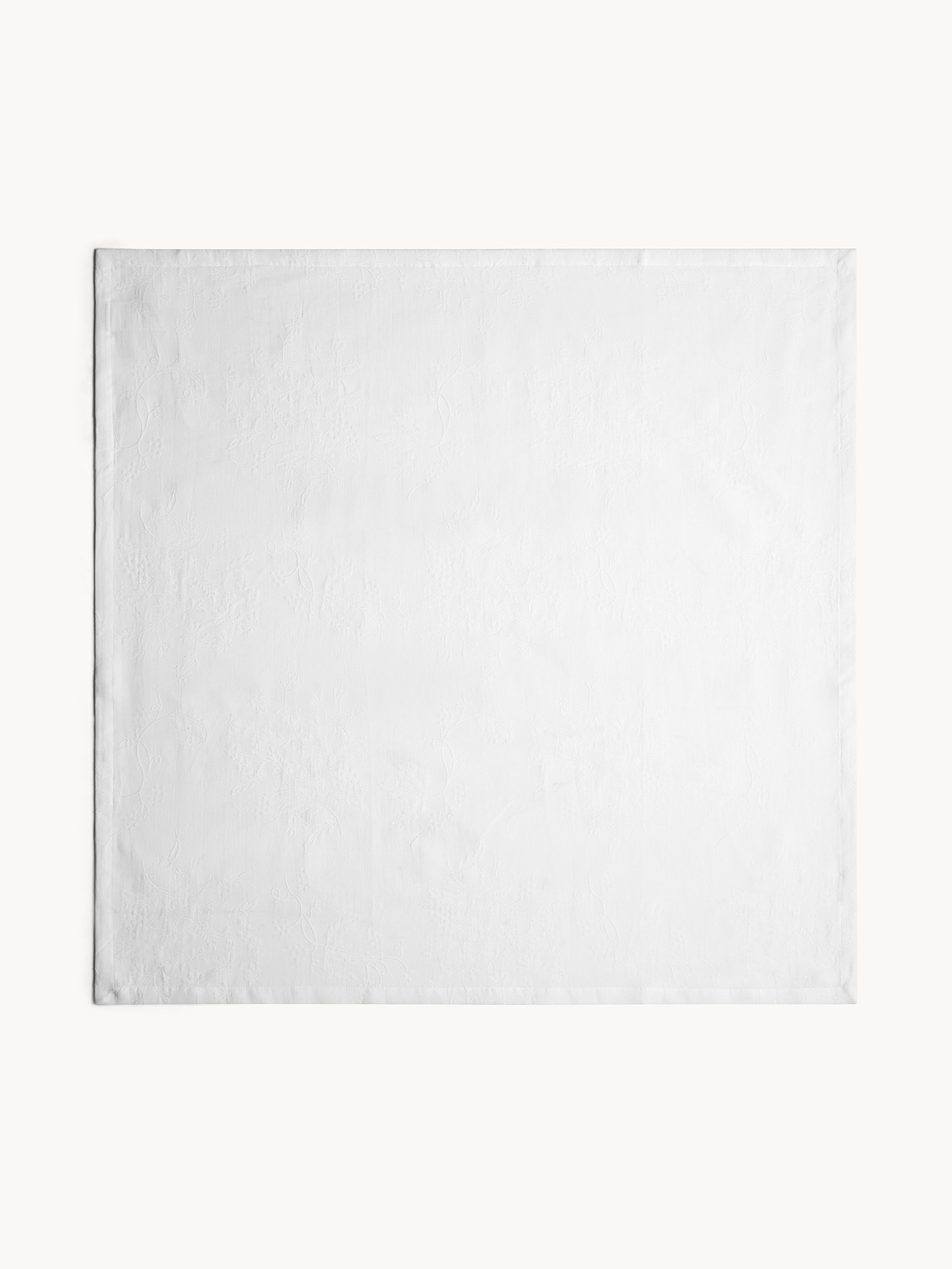 Centrotavola in puro cotone jacquard motivo floreale, Bianco, large image number 0