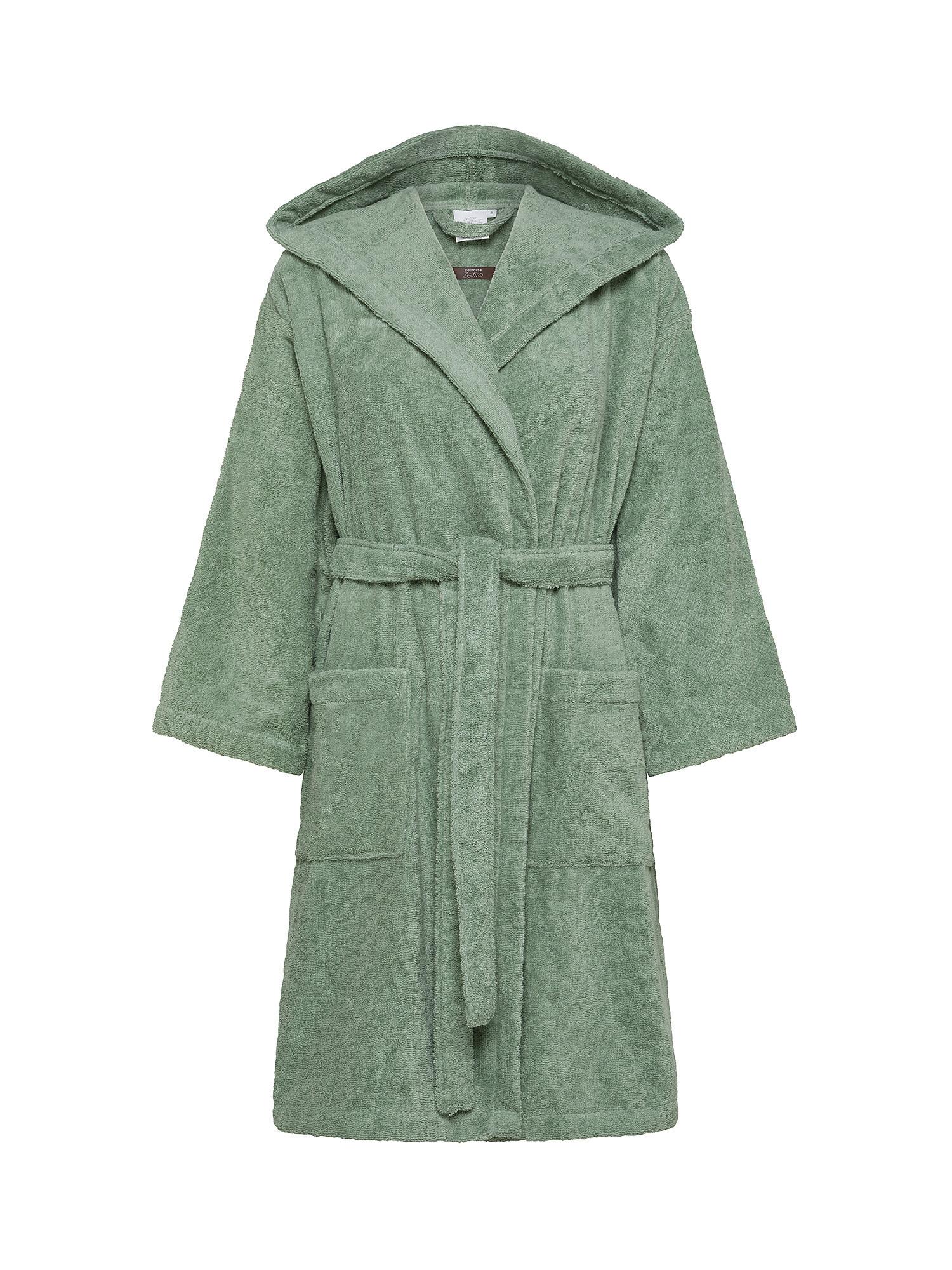 Zefiro solid color 100% cotton bathrobe, Sage Green, large image number 0