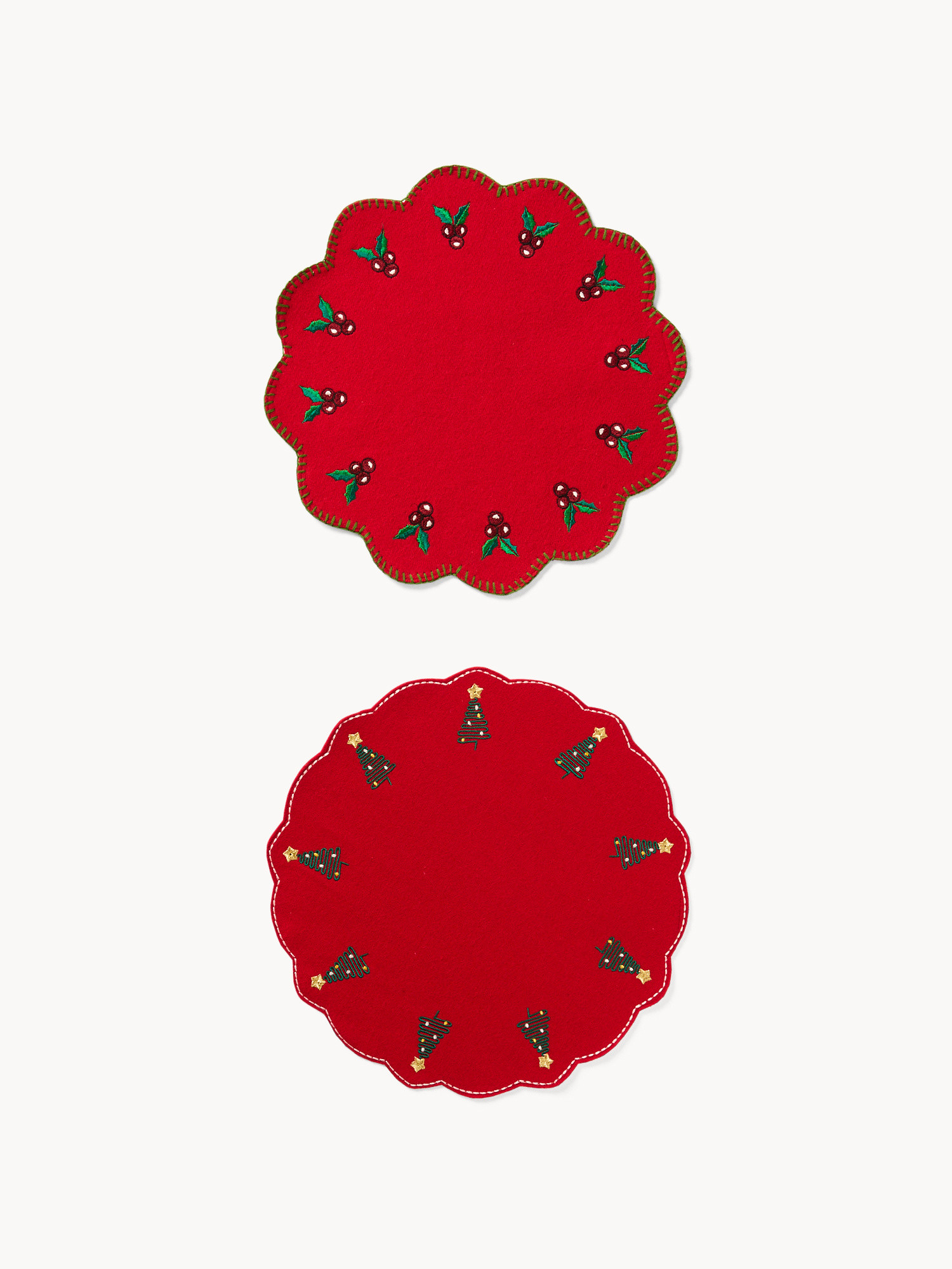 Embroidered wool felt placemat, Multicolor, large image number 0