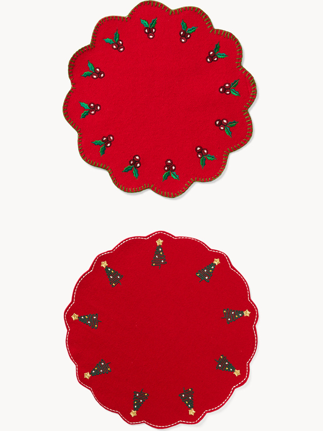 Embroidered wool felt placemat