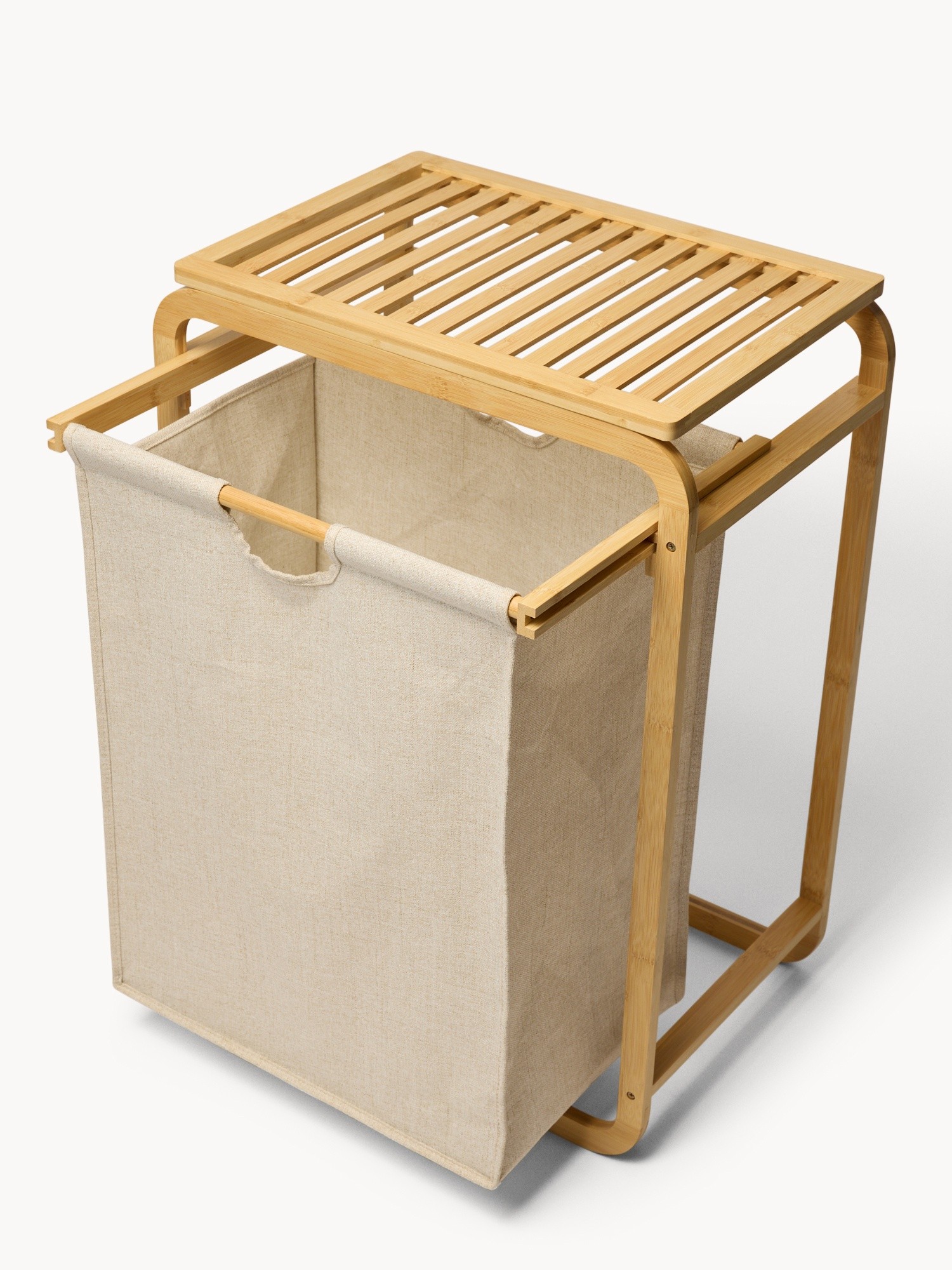 Cesta da biancheria in bamboo, Beige, large image number 1