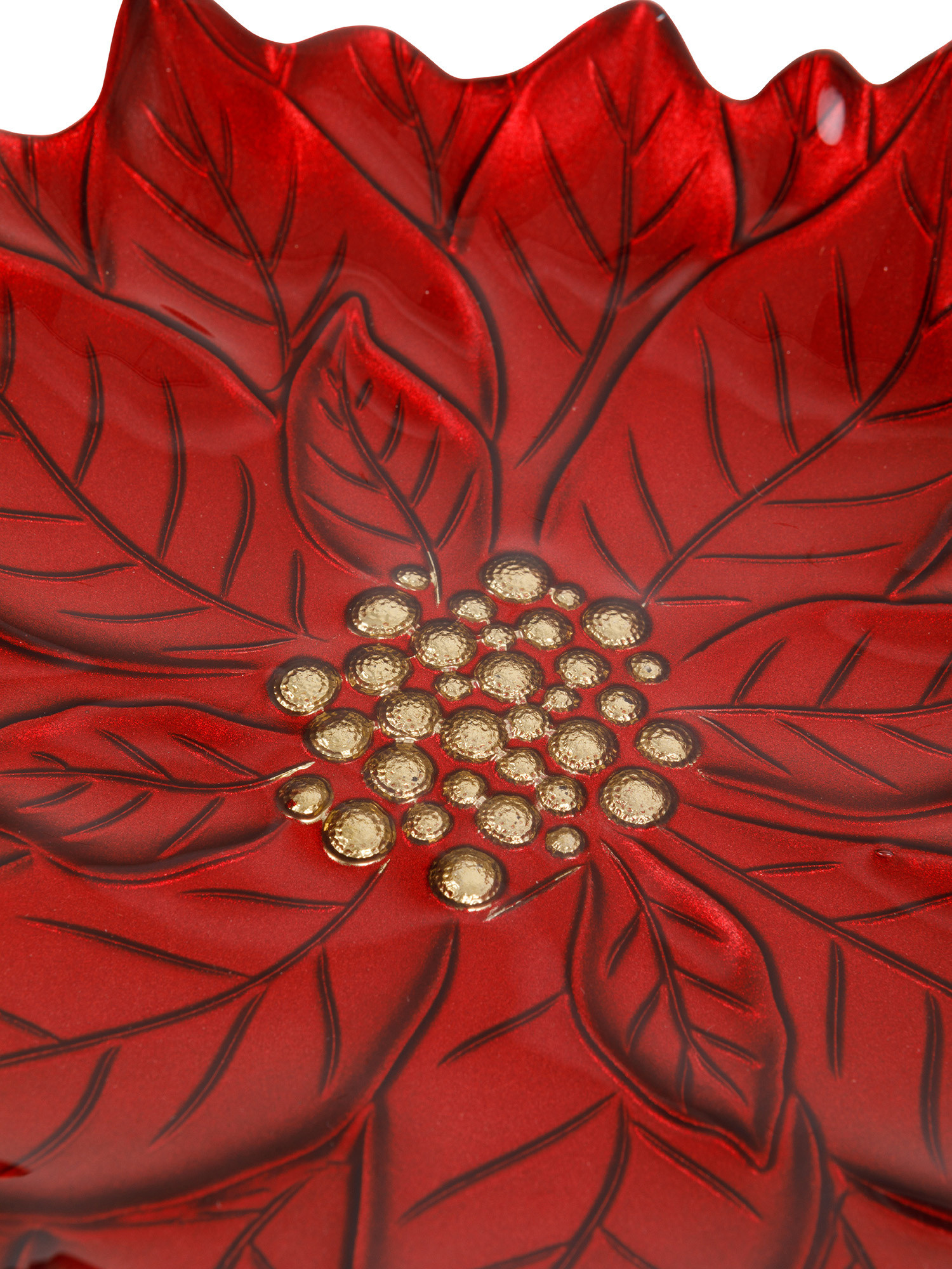 Piatto frutta in vetro a stella di Natale, Rosso, large image number 1
