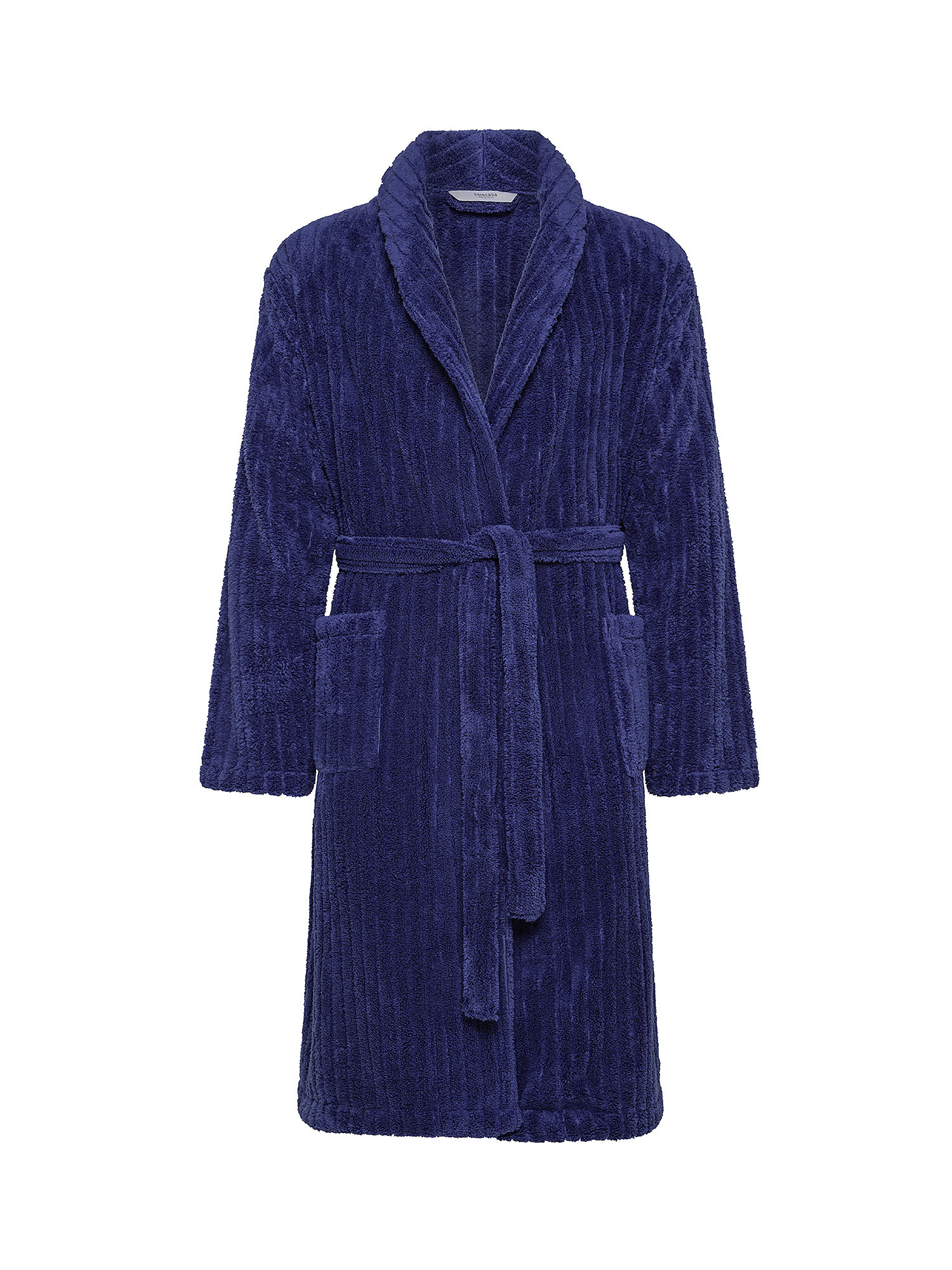 Solid color fleece dressing gown, Blue, large image number 0